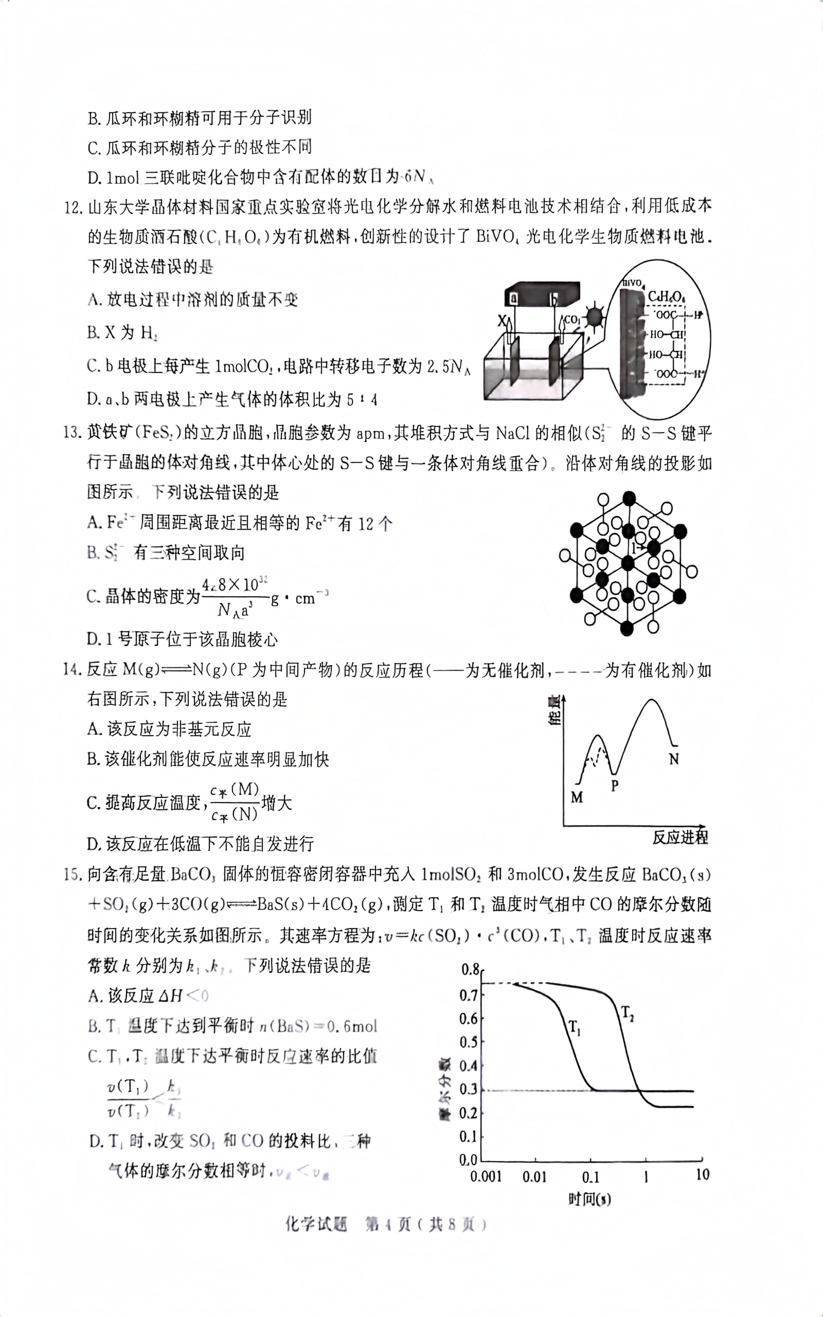 山东省济宁市2024-2025学年高三上学期期末考试 化学试题