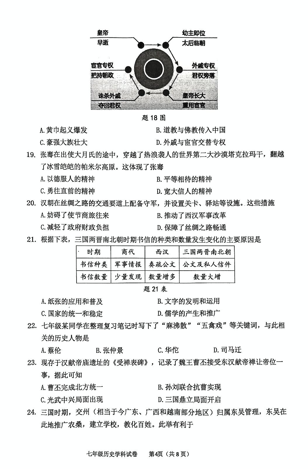 广东省清远市2024-2025学年七年级上学期1月期末历史试题
