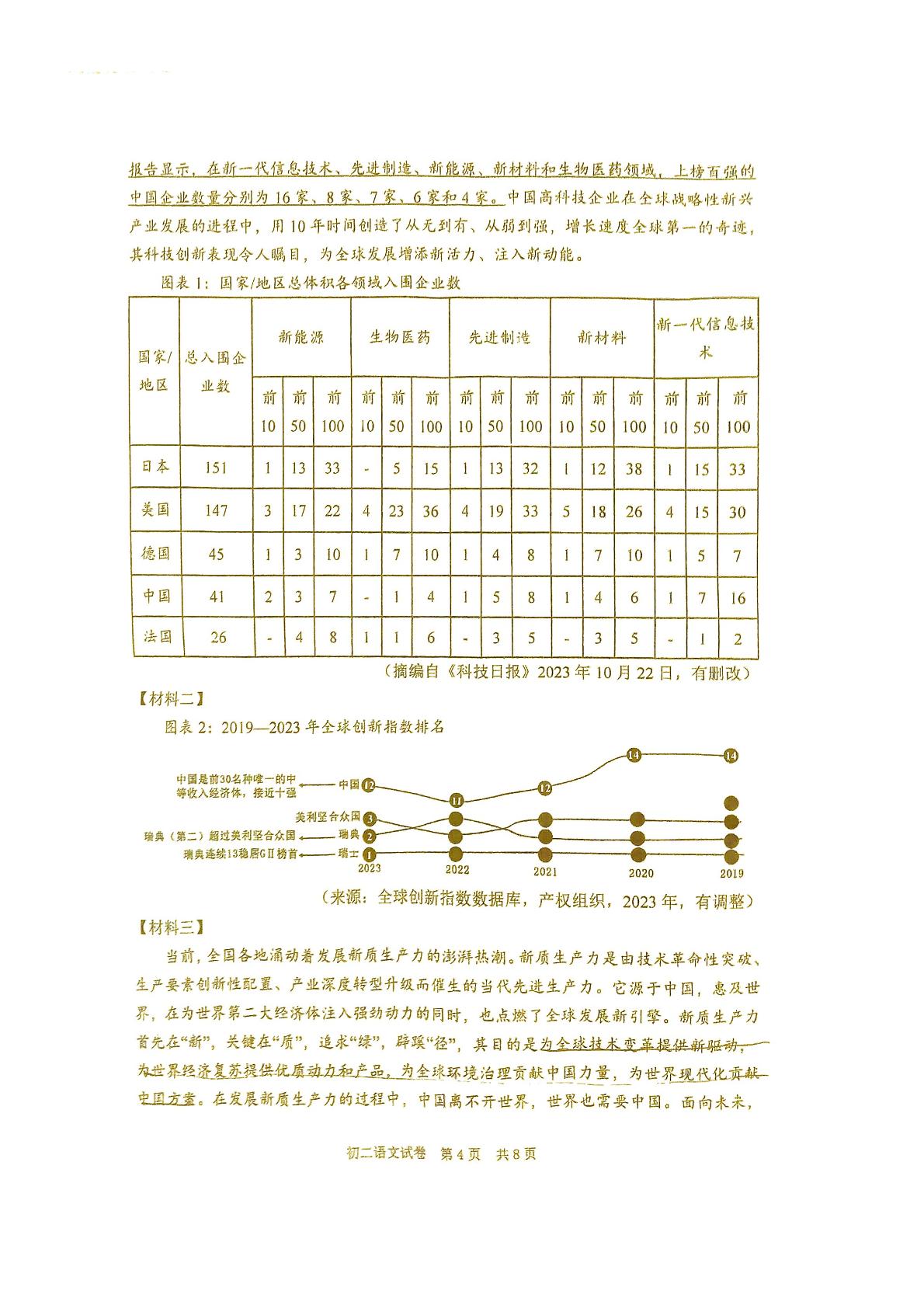 江苏省宿迁市经济技术开发区2024-2025学年八年级上学期期末测试语文试卷