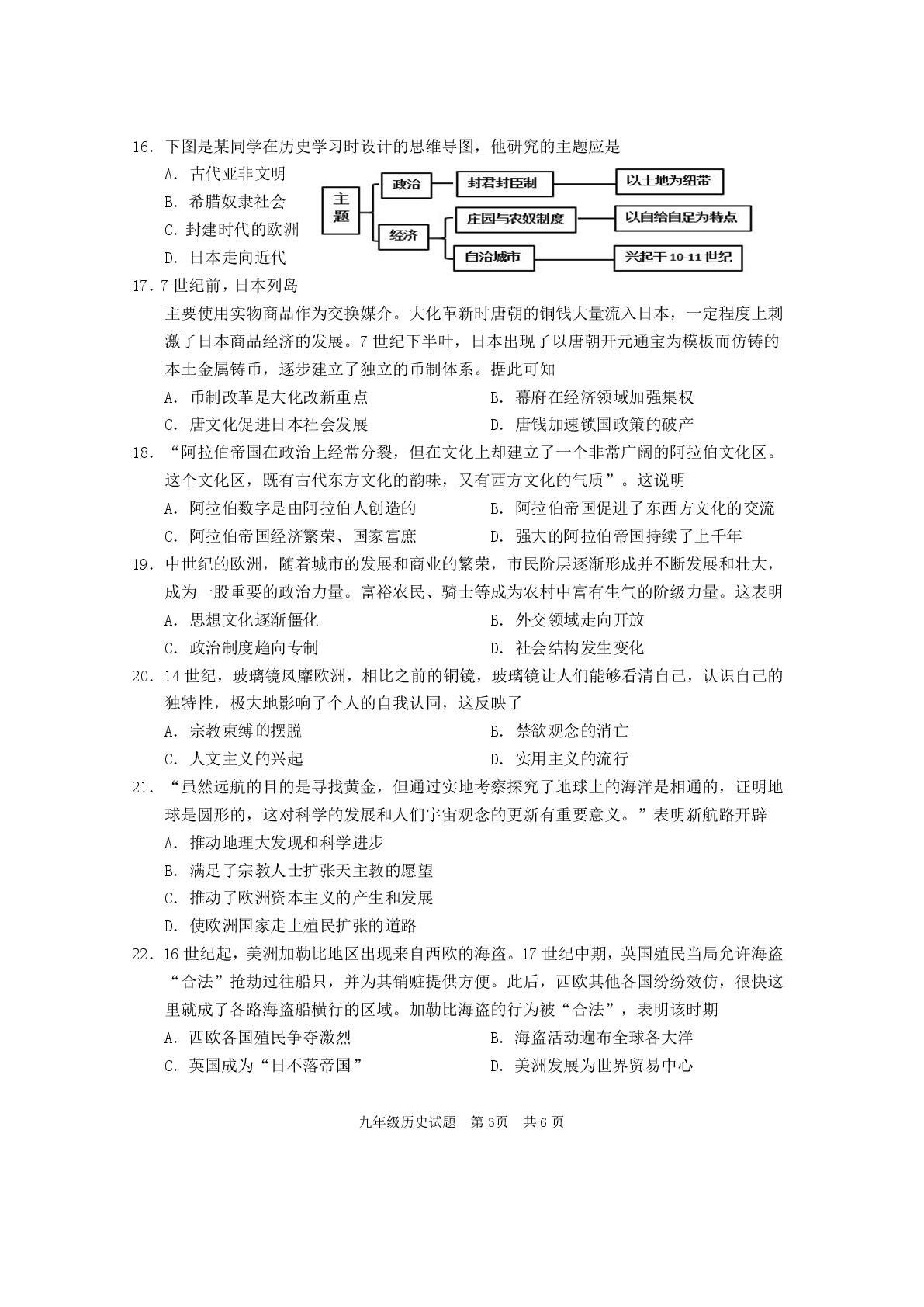 广东省河源市连平县2024-2025学年九年级上学期1月期末历史试题
