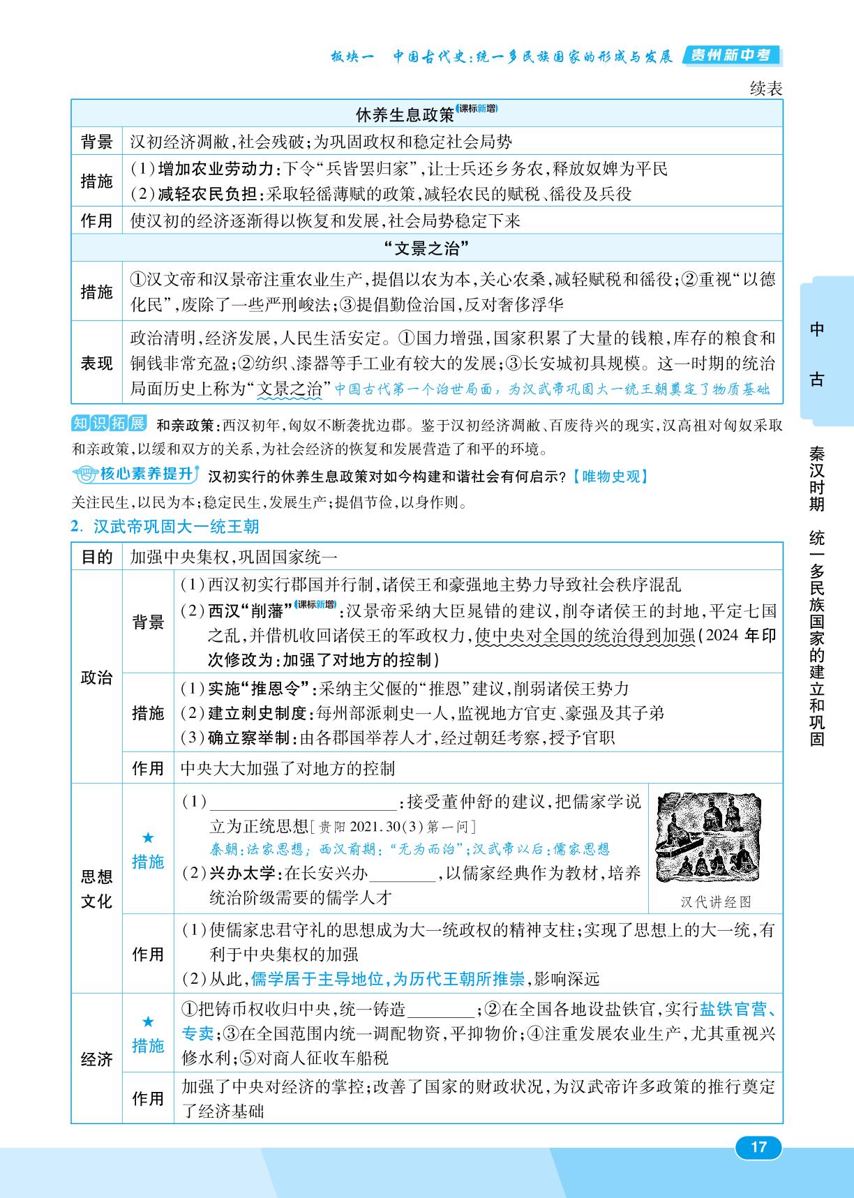 第3单元 秦汉时期：统一多民族国家的建立和巩固(精讲册)-【练客中考】2025年贵州历史总复习新思路
