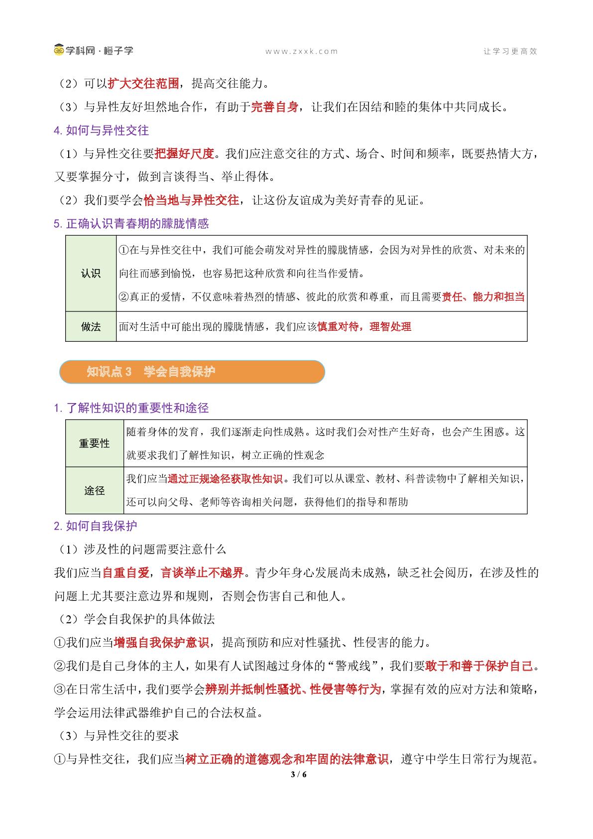 第一单元 珍惜青春时光（知识清单）-2024-2025学年七年级下册道法单元专项（统编版2024）
