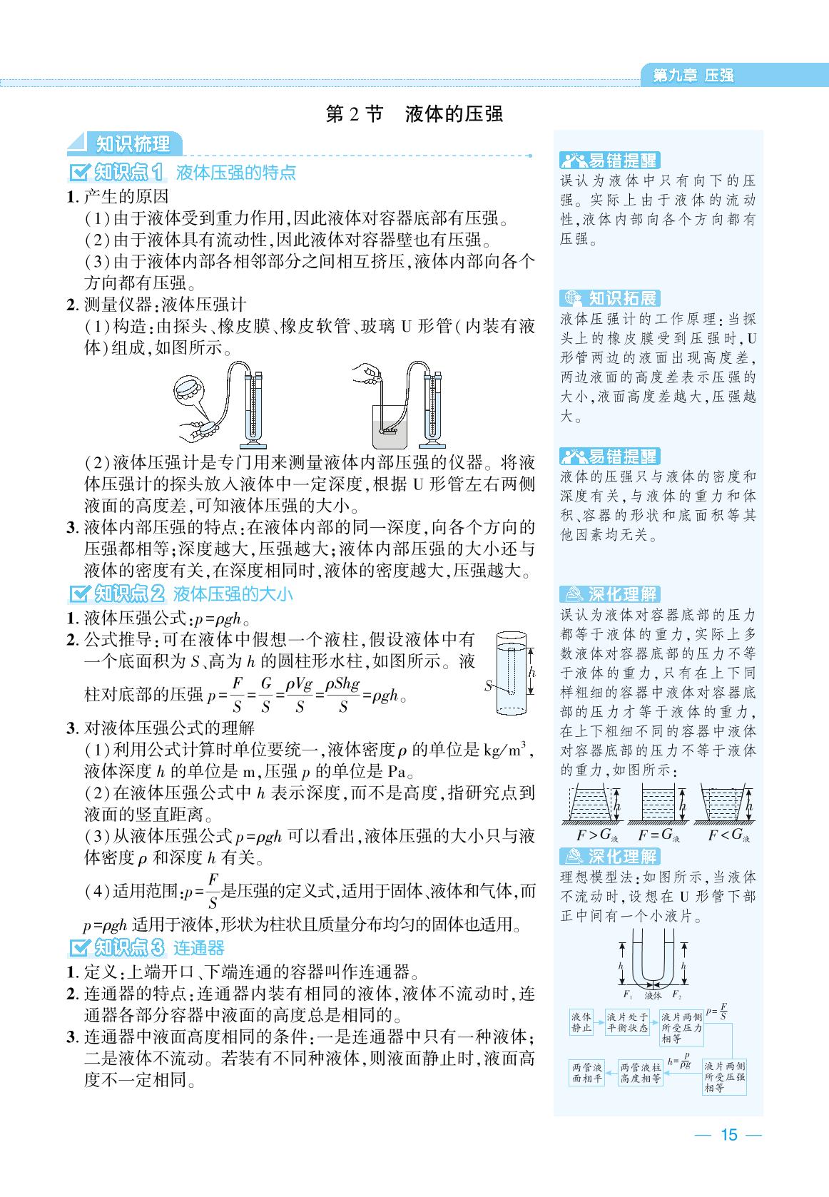 第9章 压强 课堂解惑-【追梦之旅·大先生】2024-2025学年新教材八年级下册物理同步训练方案(人教版2024)