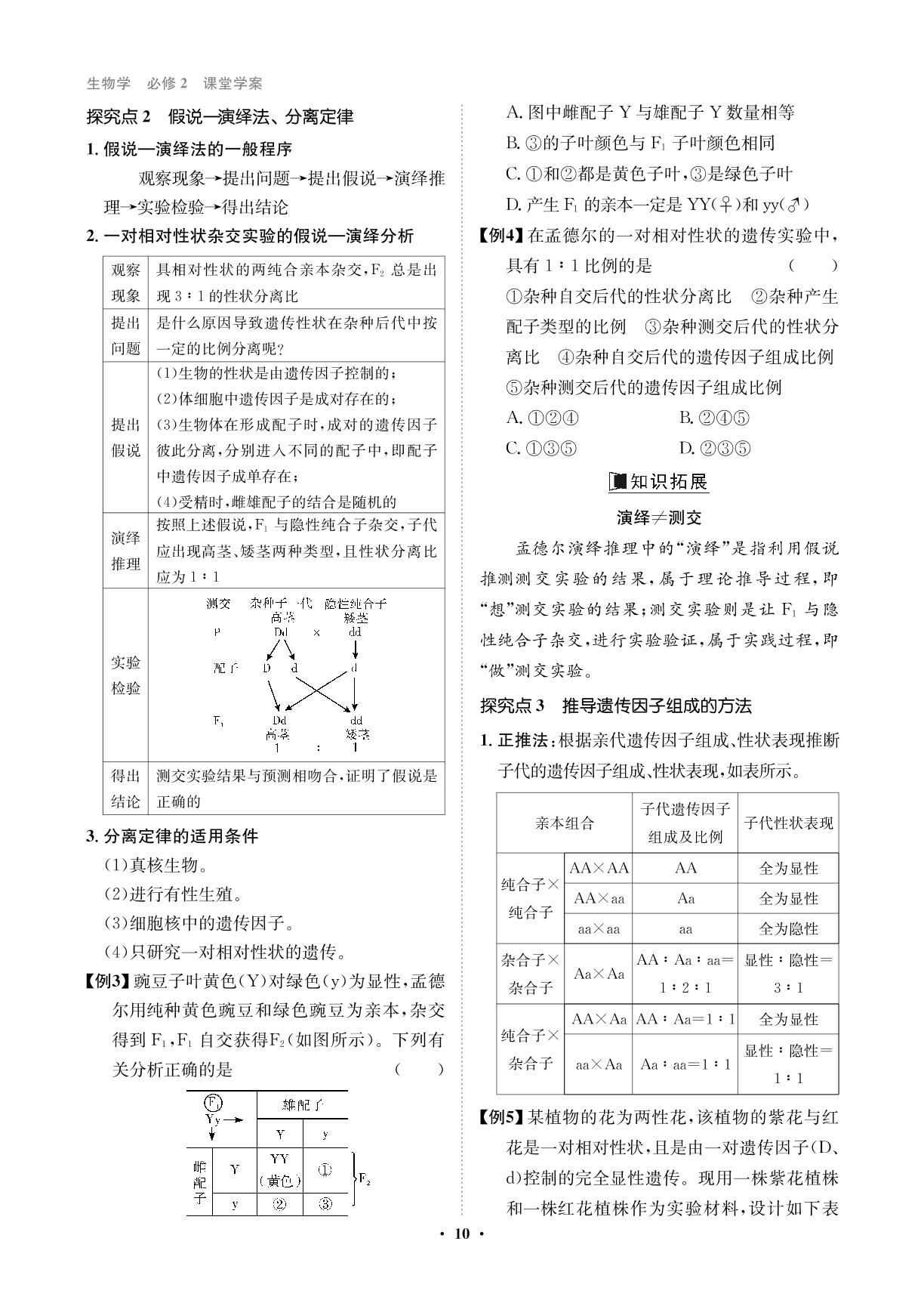 第1章 第1节 第2课时 性状分离比的模拟实验及分离定律的应用-【状元桥·优质课堂】2024-2025学年高中生物学必修第二册（人教版2024）
