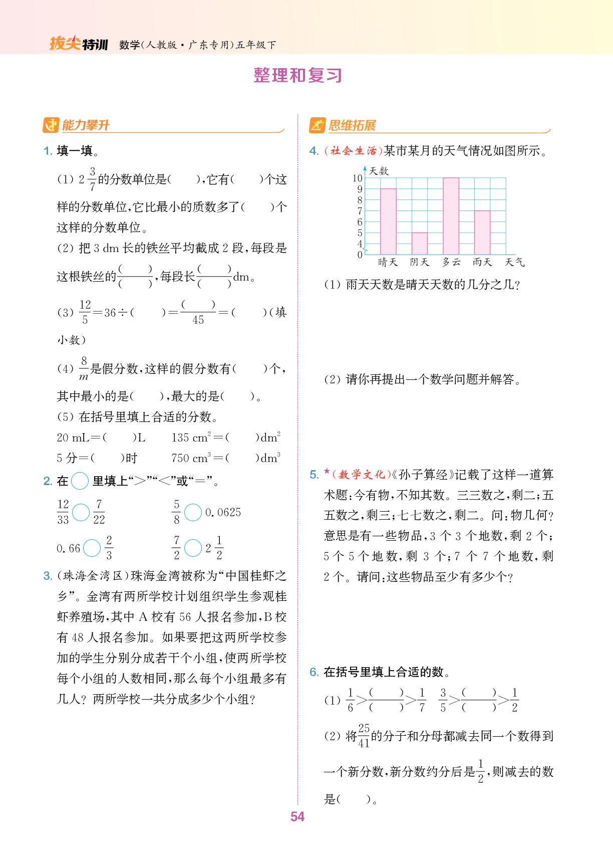 4.6 分数和小数的互化-【拔尖特训】2024-2025学年五年级下册数学（人教版 广东专用）