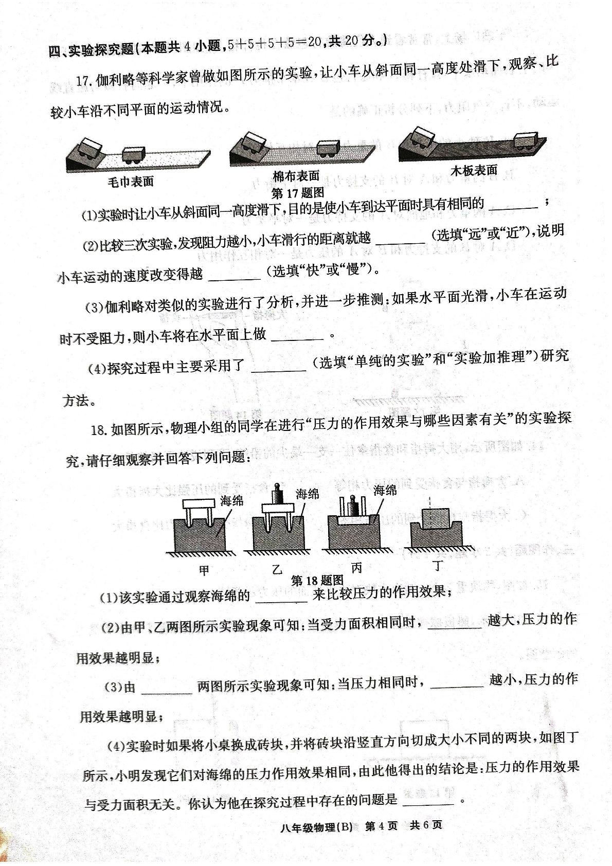 河南省林州市2024-2025学年八年级下学期第一次月考物理试卷