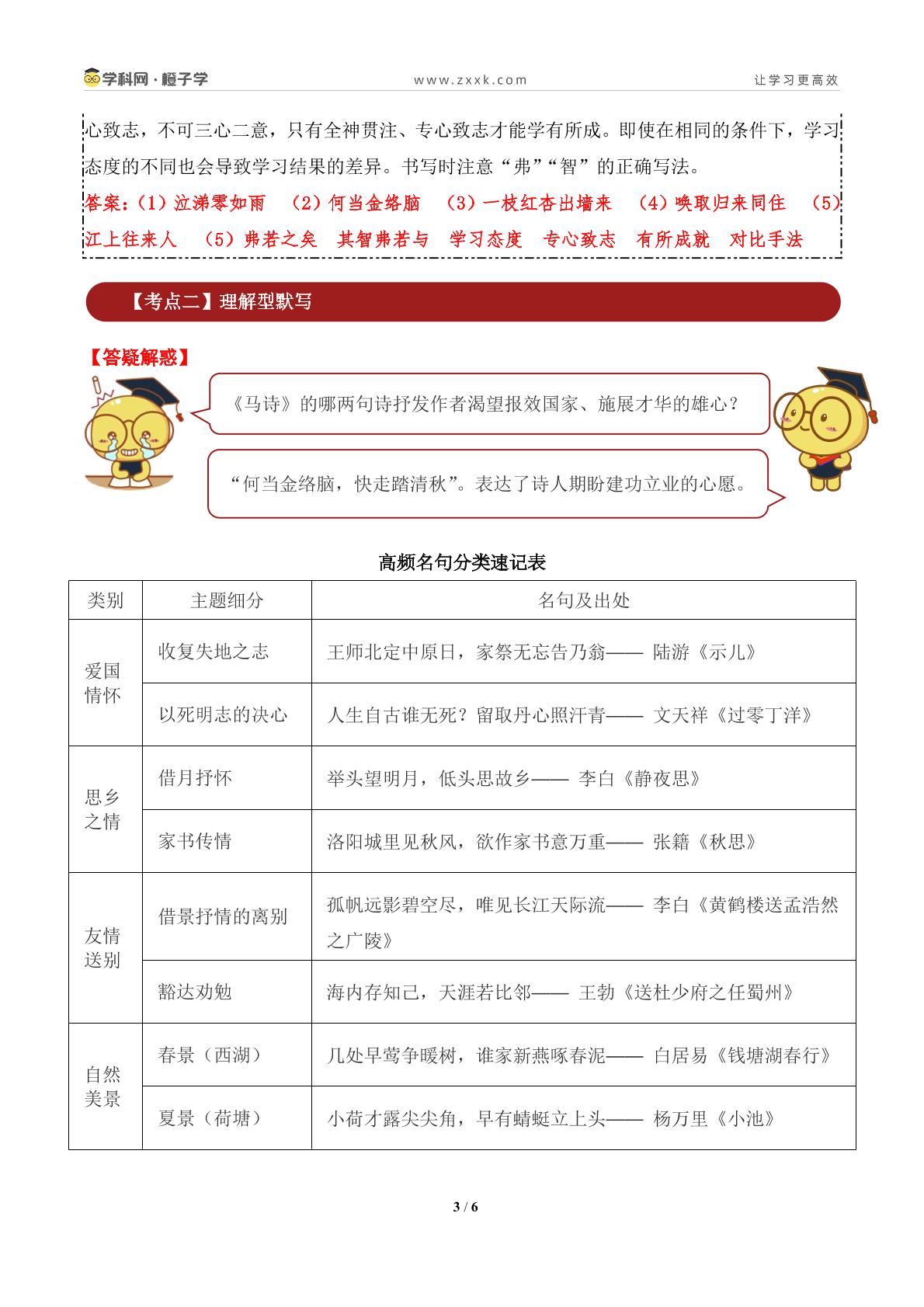 专题13 【学案】名篇名句默写