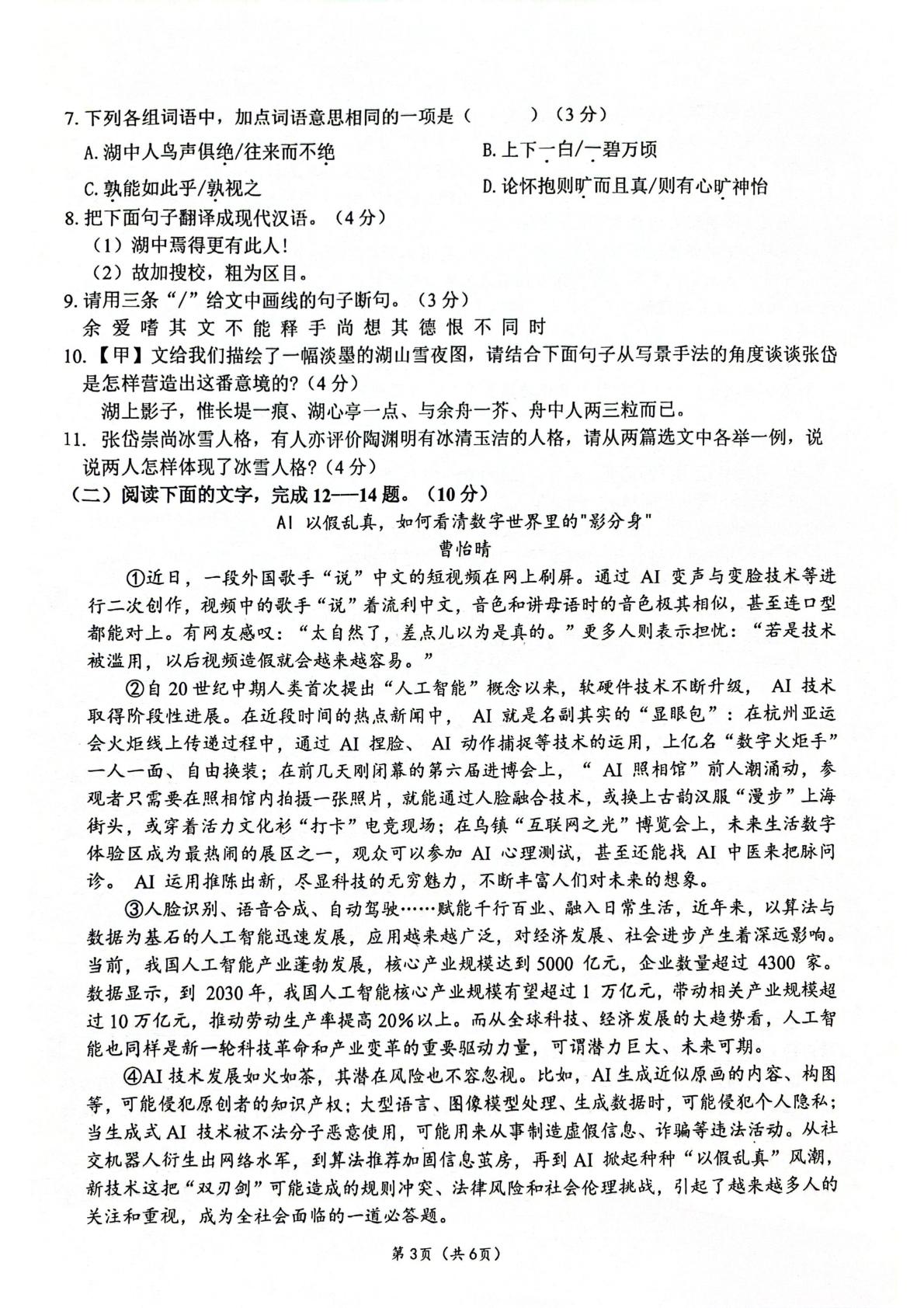 广东省梅州市丰顺县2024-2025学年九年级下学期4月月考语文试题
