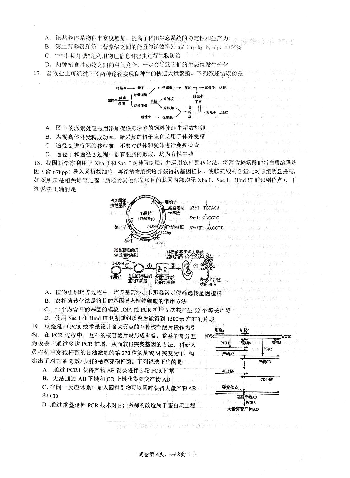 江苏省常州市金坛区第一中学2024-2025学年高二下学期4月月考生物试题