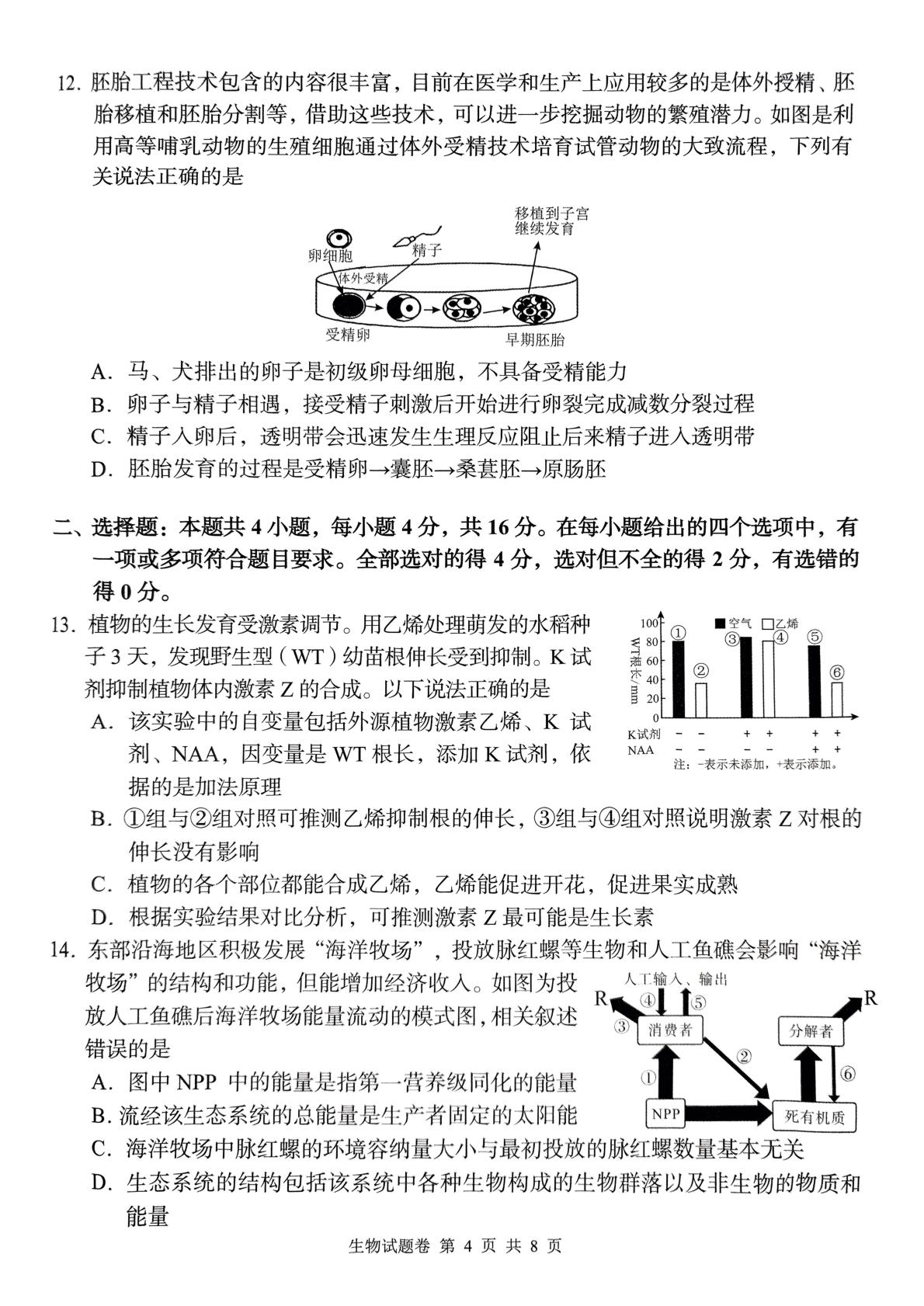 湖南省湖南三新协作体/G10/H11联盟大联考2024-2025学年高二下学期4月期中生物试题