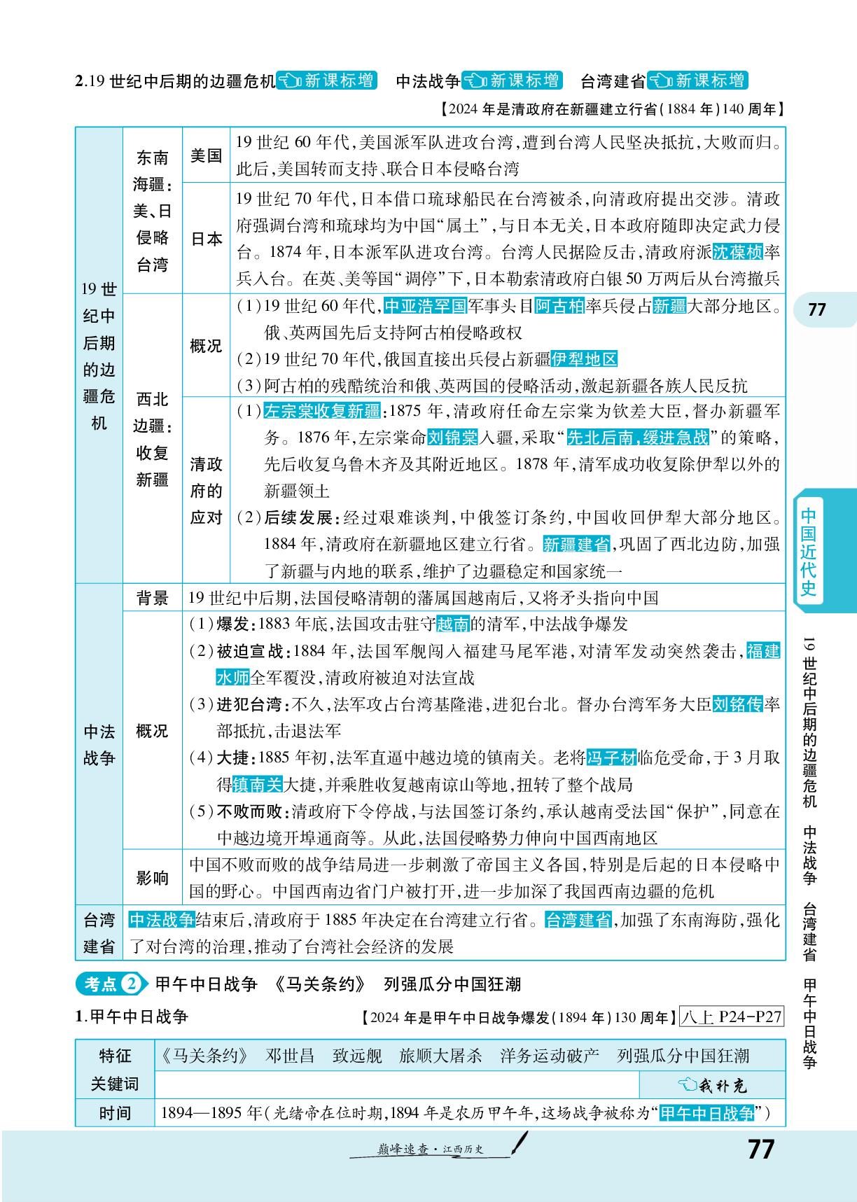 第二单元 近代化的早期探索与民族危机的加剧-【一战成名新中考】2024江西中考历史巅峰速查