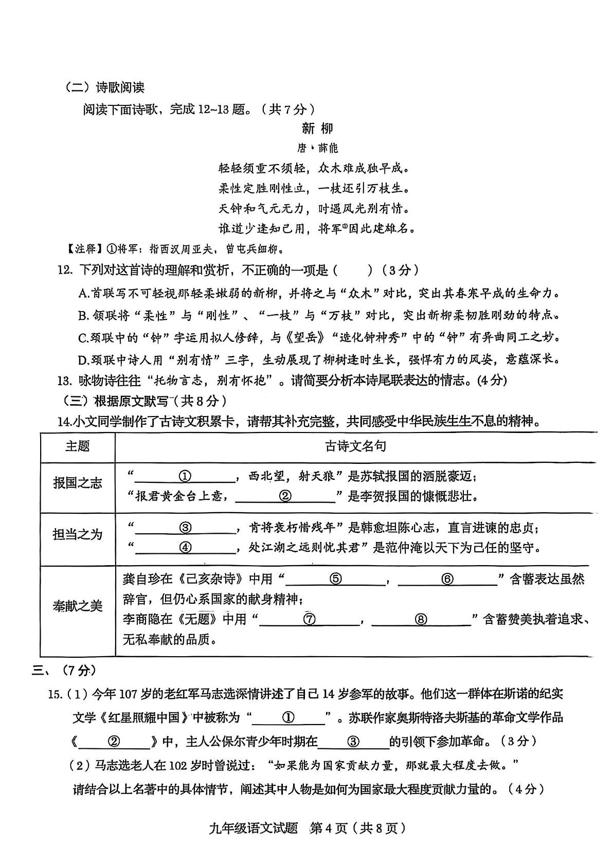 2025年山东省济南市槐荫区中考二模语文试题