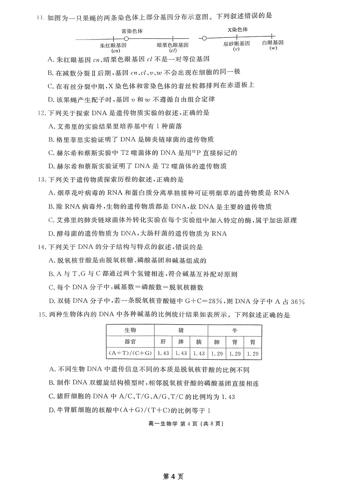 广东省惠州市泰雅实验高中2024-2025学年高一下学期第二次月考生物试题