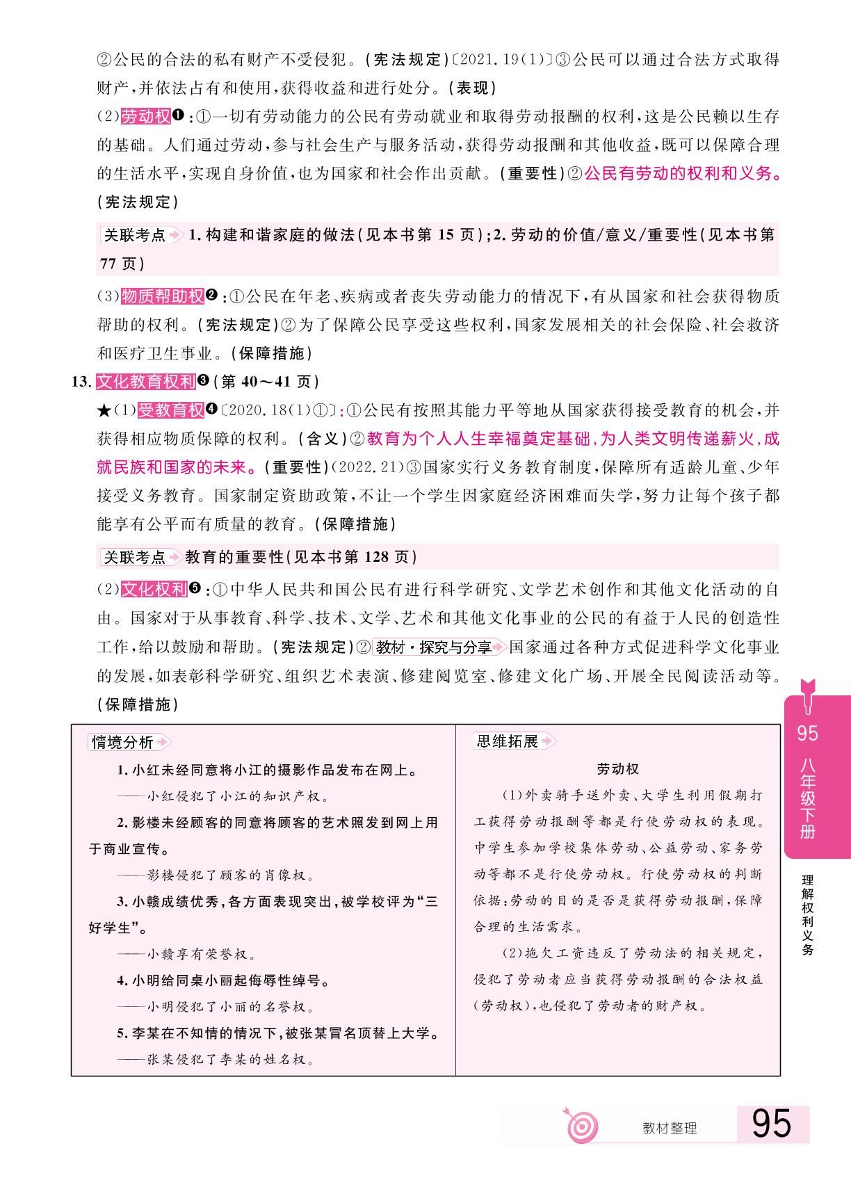 第2单元 理解权利义务(复习本)-【追击中考】2025年中考道德与法治（江西专用）