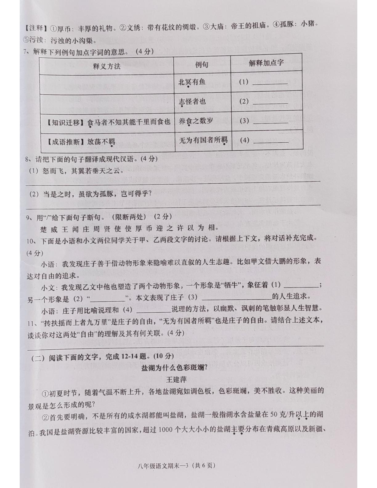 广东省揭阳市惠来县2024-2025学年八年级下学期语文期末考试试卷