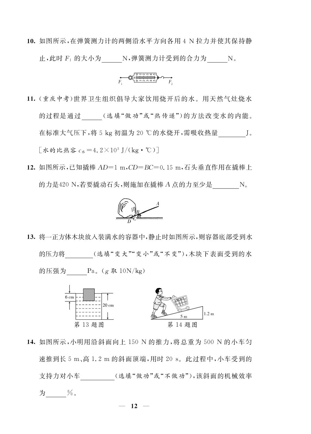 九年级上学期入学模拟测试-【假期复习计划】2025年新教材八年级物理暑假作业（人教版2024）