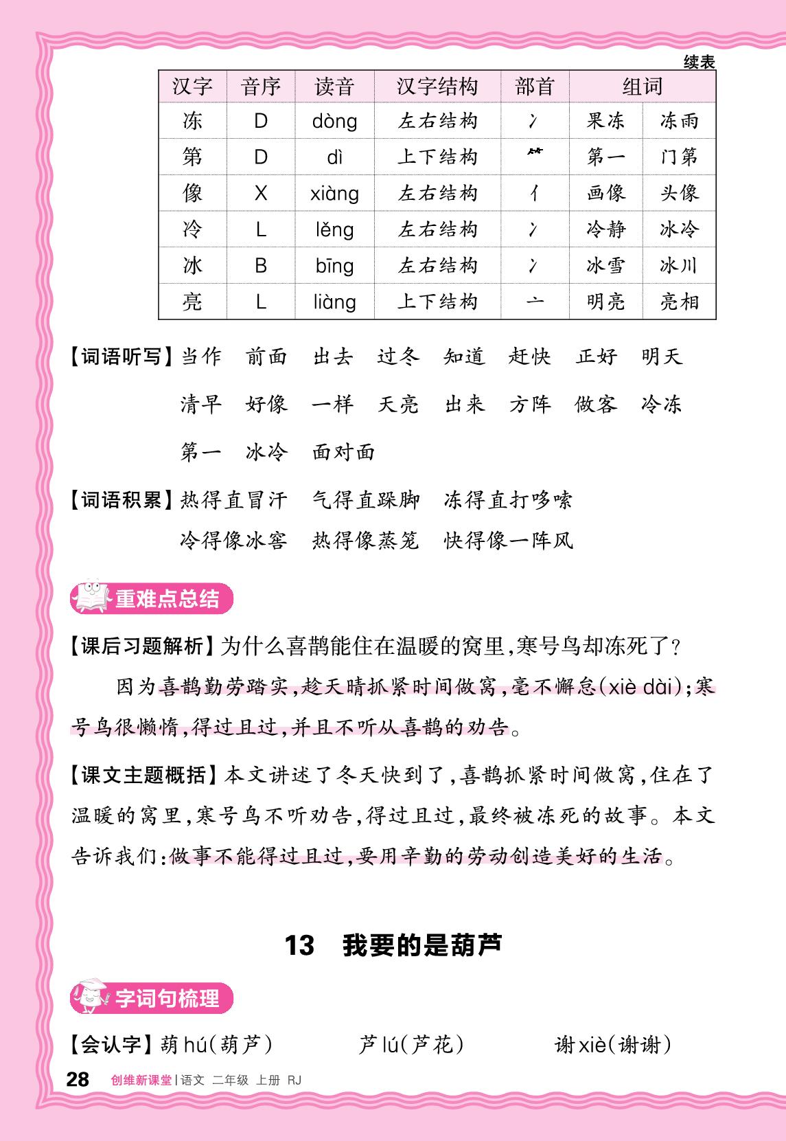 第五单元 助学手册-【王朝霞创维新课堂】2025-2026学年新教材二年级上册语文同步优化训练(统编版2024)