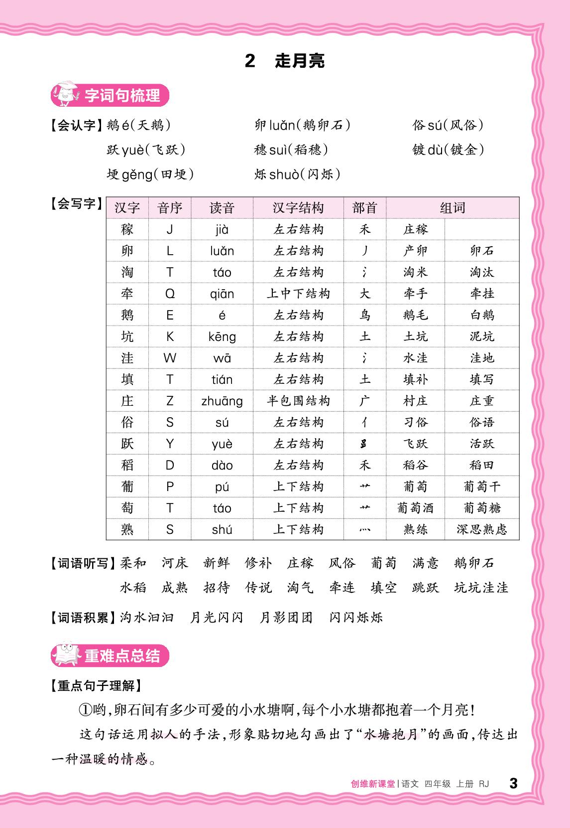 第一单元 助学手册-【王朝霞创维新课堂】2025-2026学年四年级上册语文同步优化训练(统编版)