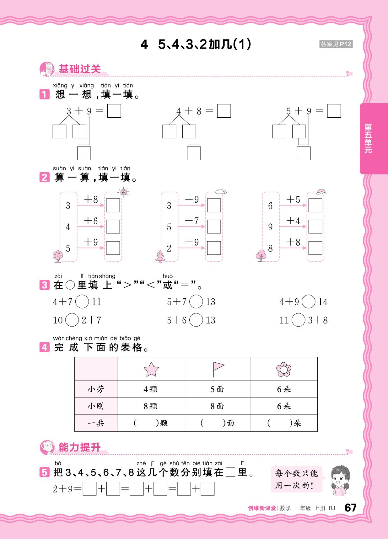五 20以内的进位加法 同步练-【王朝霞创维新课堂】2025-2026学年新教材一年级上册数学同步优化训练(人教版2024)