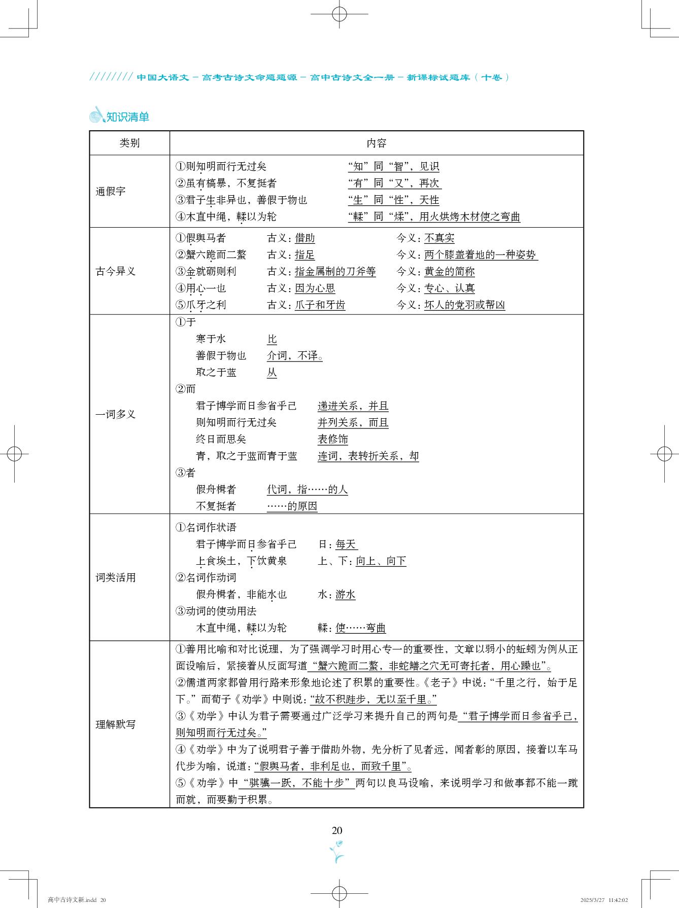 劝学-【中国大语文】高考古诗文命题题源