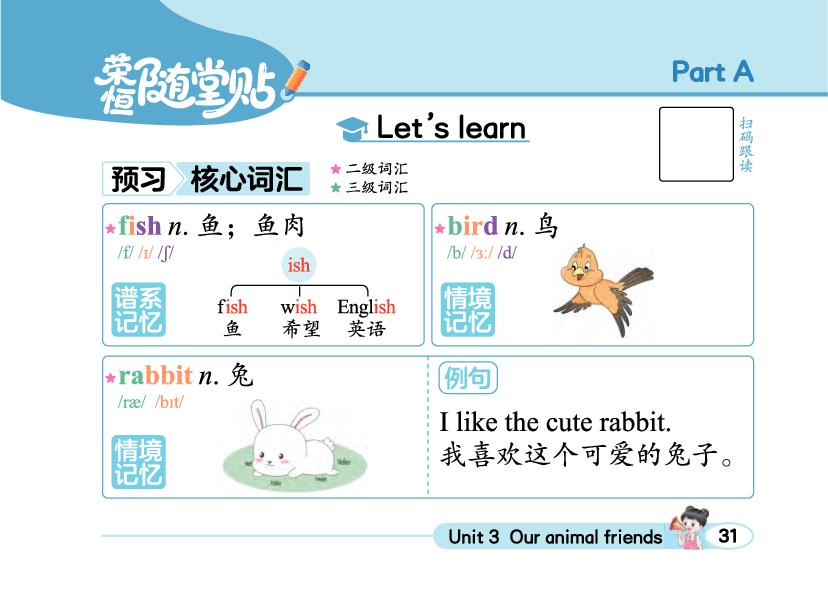 Unit 3 Part A-【荣恒随堂贴】2025-2026学年新教材三年级上册英语同步预习册（人教PEP版2024）