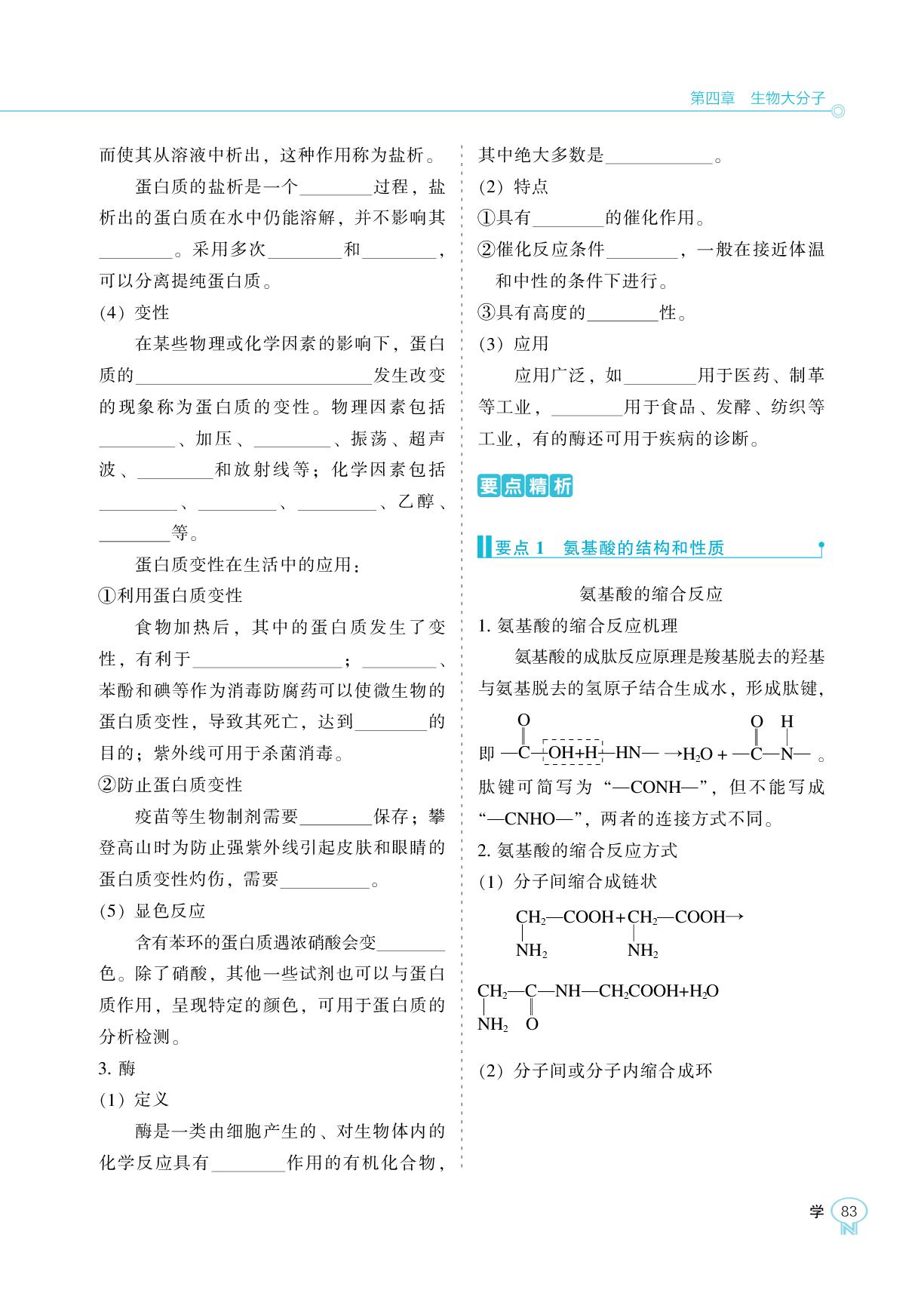 第四章 第二节 蛋白质-【新课程能力培养】2025-2026学年高中化学选择性必修3学习手册（人教版）