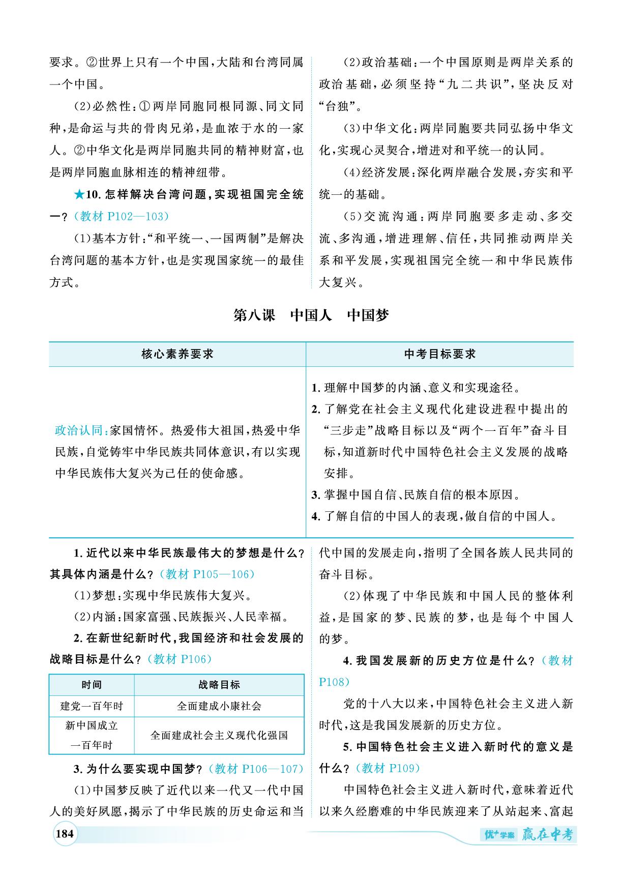九年级上册 第四单元 和谐与梦想-（讲练）【优+学案·赢在中考】2025年中考道德与法治总复习（山东专用）
