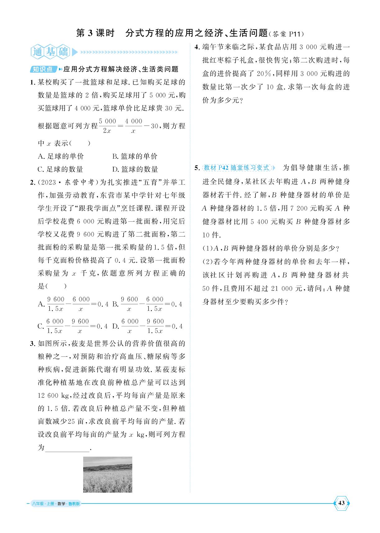第二章 4 分式方程-【优+学案】2025-2026学年八年级上册数学课时通（鲁教版五四学制）