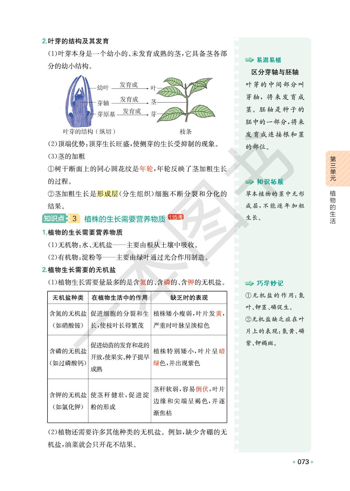 第3单元 第1章 被子植物的一生-【一本】初中生物基础知识大盘点