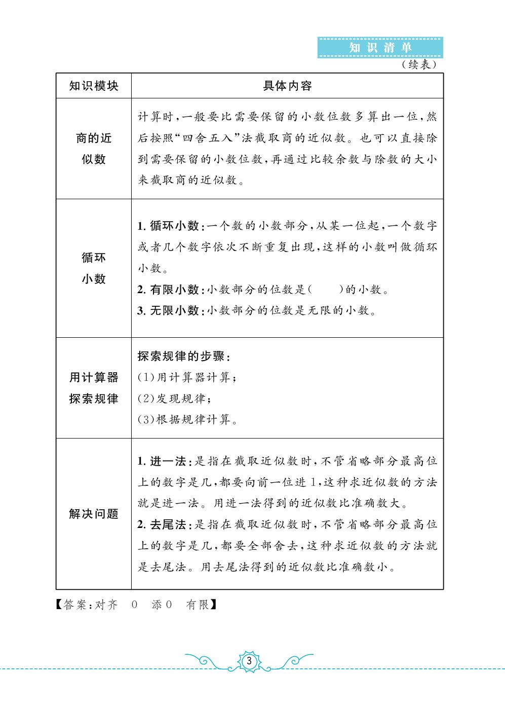 知识清单-【小能手】2025-2026学年五年级上学期数学口算术算（人教版2024）