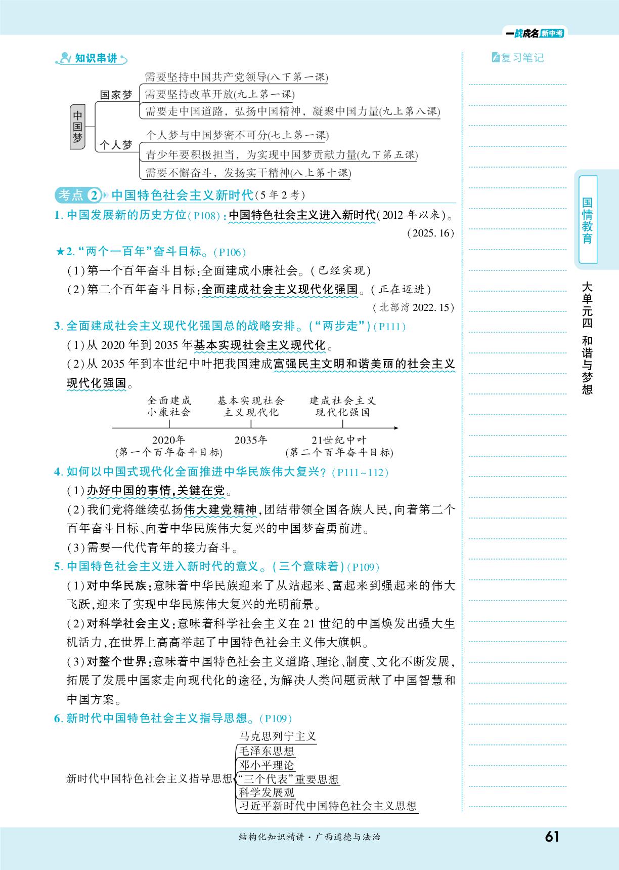 大单元四 课时8 中国人 中国梦(九上第八课)-【一战成名新中考】2026广西中考道德与法治·一轮复习·结构化知识精讲（讲册）