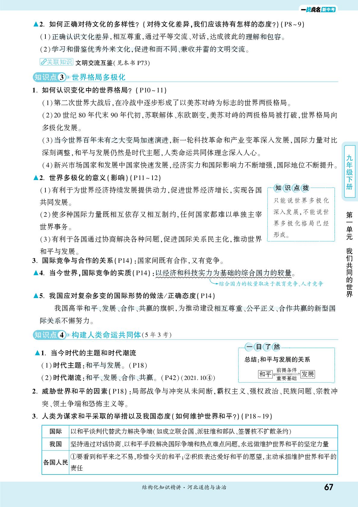 九年级(下册) 第一单元 我们共同的世界-【一战成名新中考】2026河北中考道德与法治·一轮复习·结构化知识精讲（讲册）