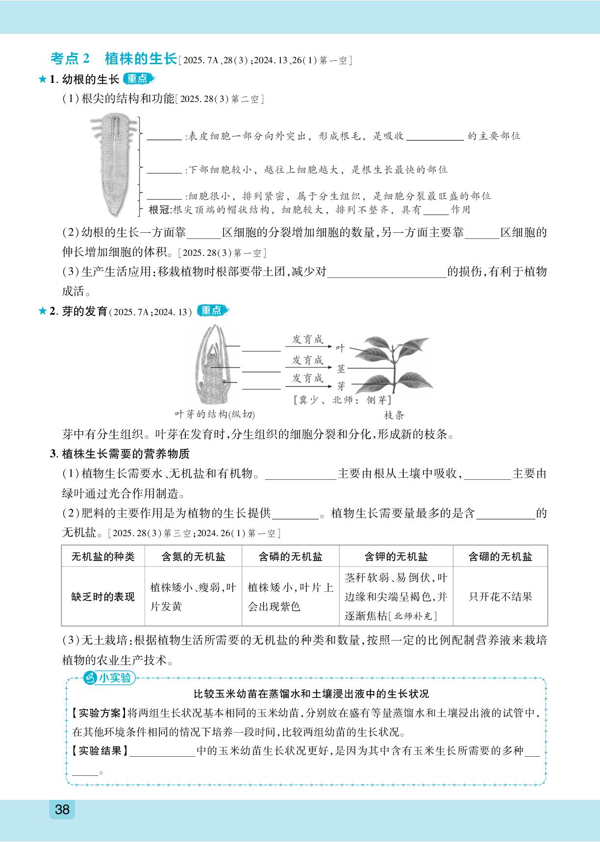 主题4 思维导图&第6课时 被子植物的一生 一阶 基础知识全梳理&二阶 随堂演练提能力-【众相原创·赋能中考】2026年中考生物课堂精讲册（河北专用）
