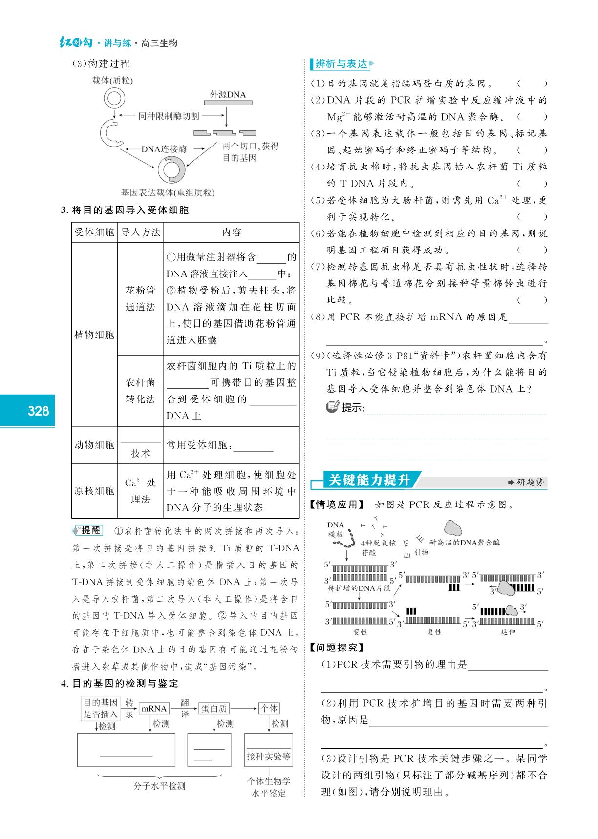 第55课时 基因工程的基本工具和基本操作程序-【红对勾讲与练·讲义】2026年高考生物大一轮复习全新方案通用版（单选版）