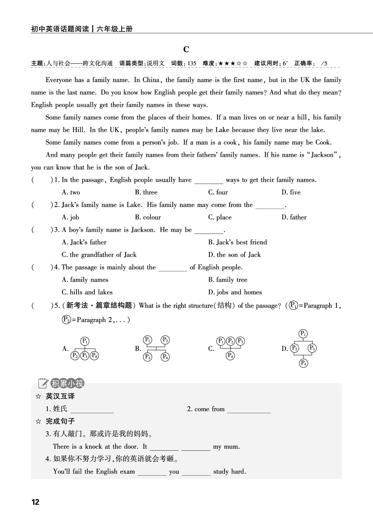 Unit 1 You and Me-【蓝海英语】六年级上册英语话题阅读(鲁教版·新教材)