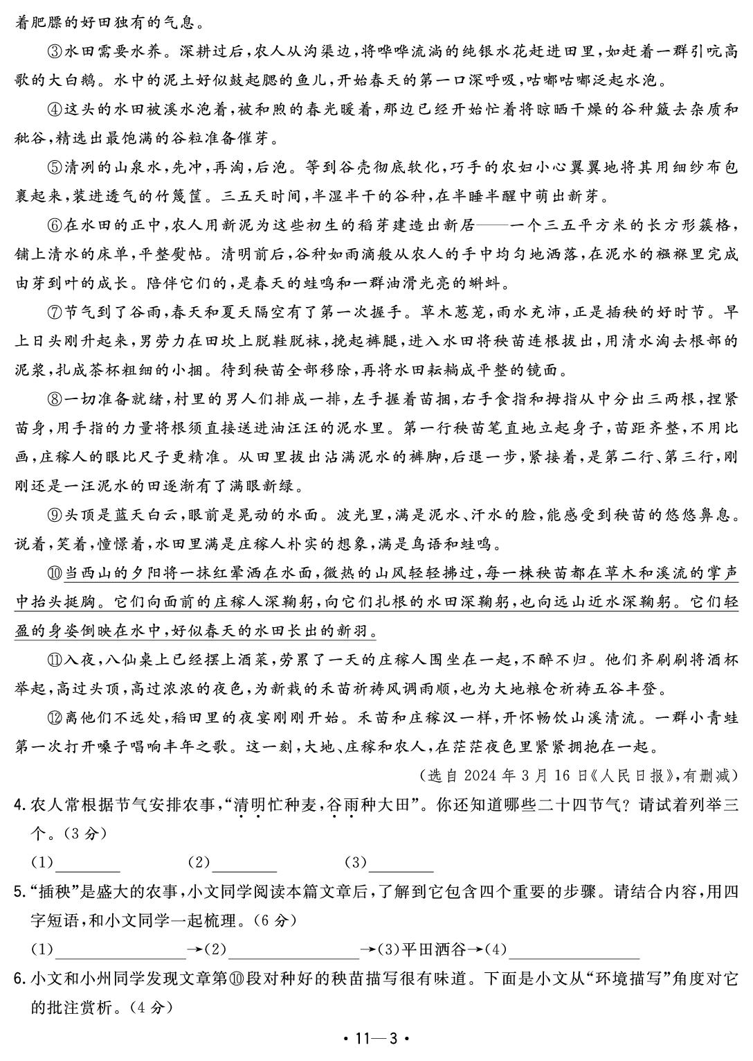 11.2024年安徽省中考题型真题汇编卷六-【中考金卷王】2025年安徽中考语文试题汇编【中考金卷王】2025年安徽中考语文试题汇编