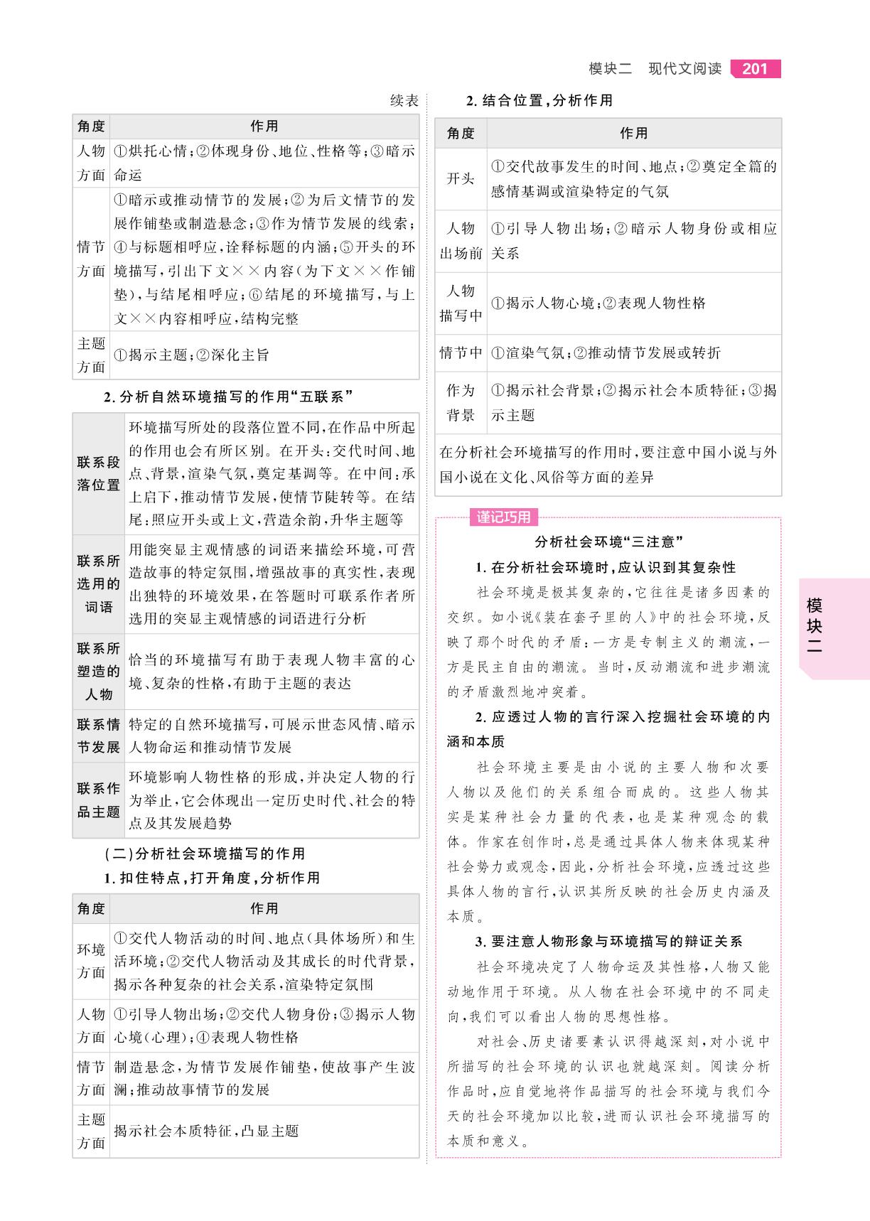 二、(一)小说阅读 学案三 环境-【红对勾讲与练·讲义】2026年高考语文大一轮复习全新方案基础版