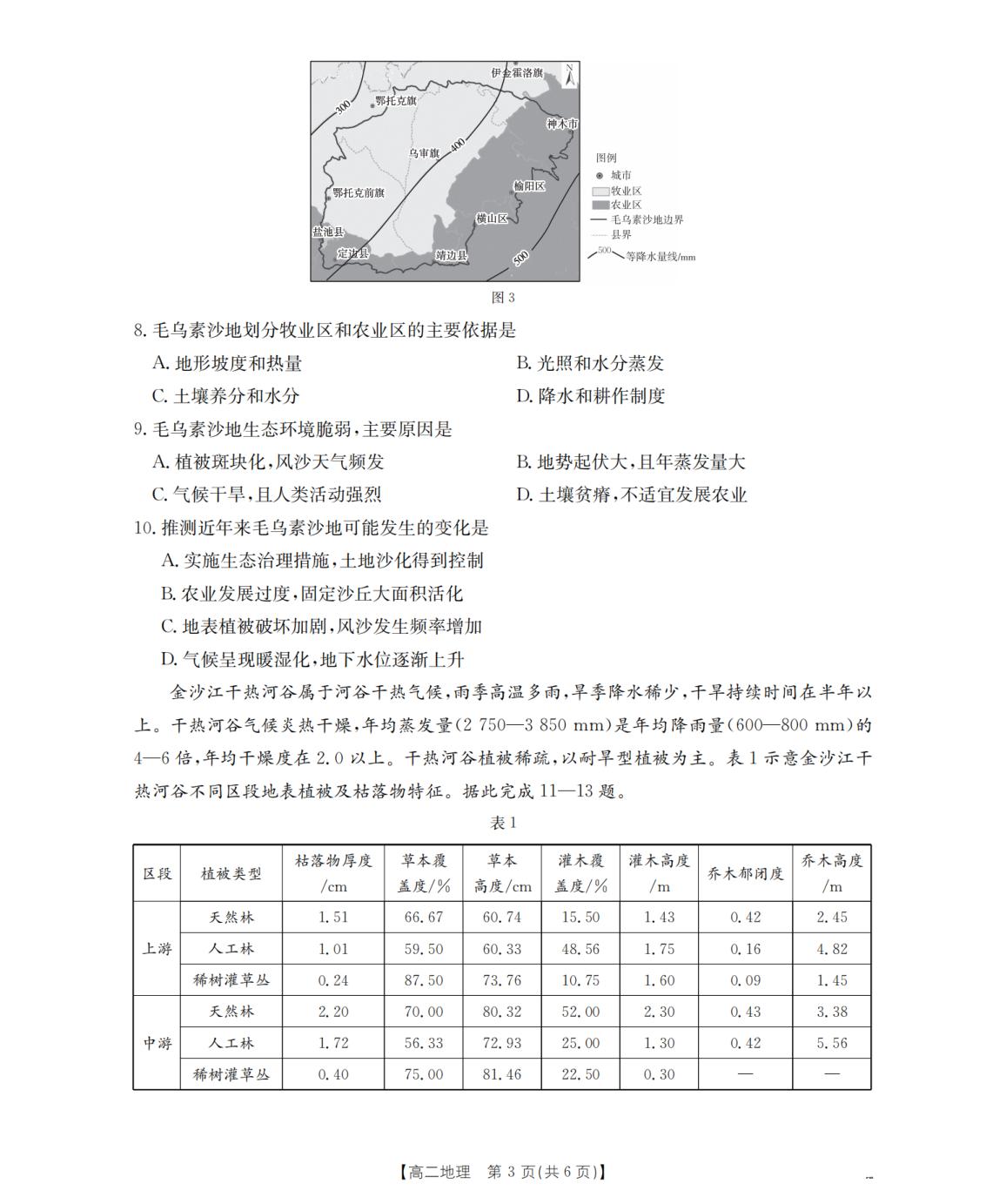 甘肃省陇南地区2025-2026学年高二上学期1月阶段性检测地理试题