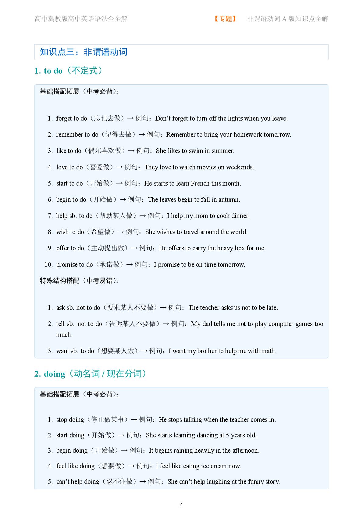非谓语动词 不定式 to do 系统讲解-2025-2026学年高考复习高中英语语法知识点全解（冀教版）