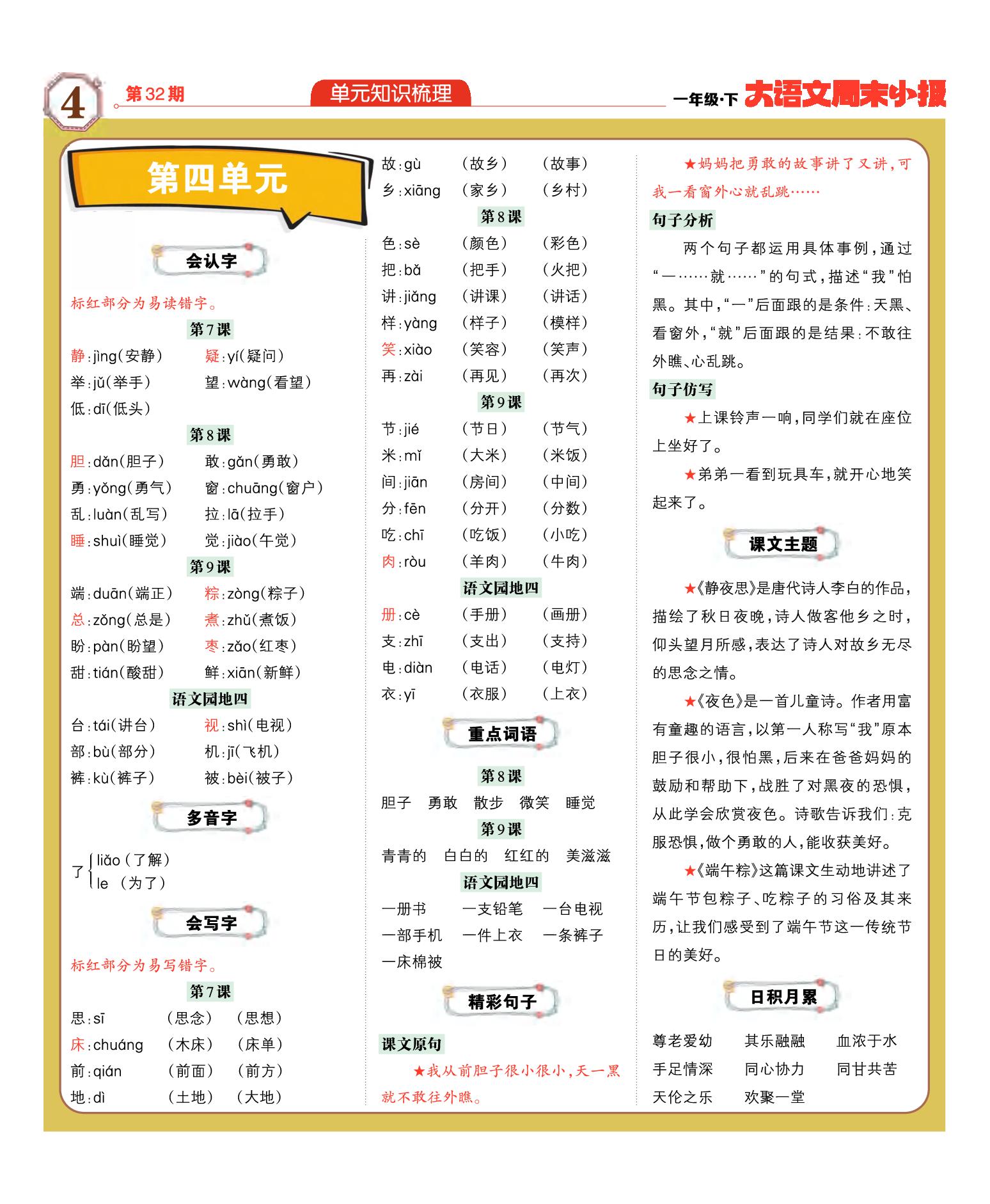 【大语文周末小报】2025-2026学年一年级下册语文（第32期）