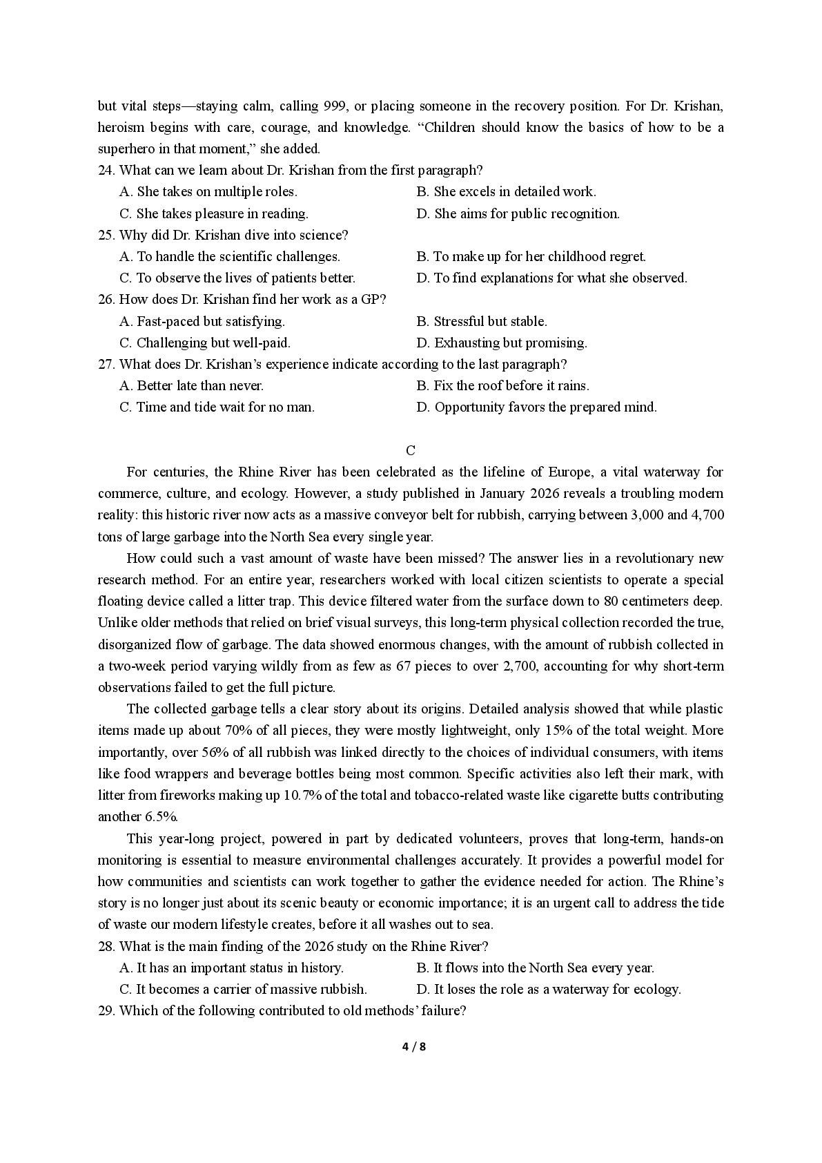 湖北荆州市荆州区荆州中学2025-2026学年下学期高一年级3月月考英语试卷