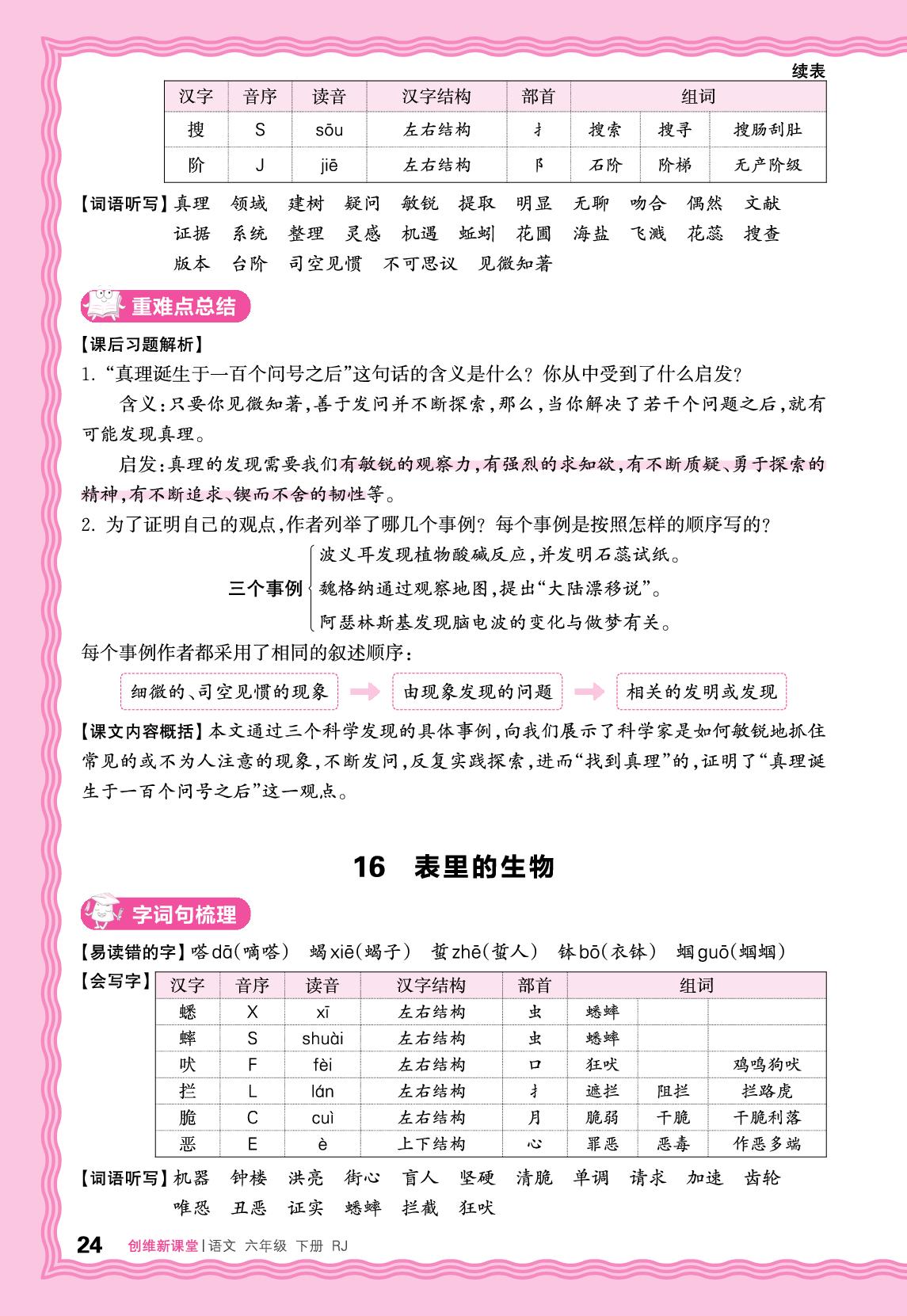 第五单元&第六单元 助学手册-【王朝霞创维新课堂】2025-2026学年六年级下册语文同步优化训练(统编版)