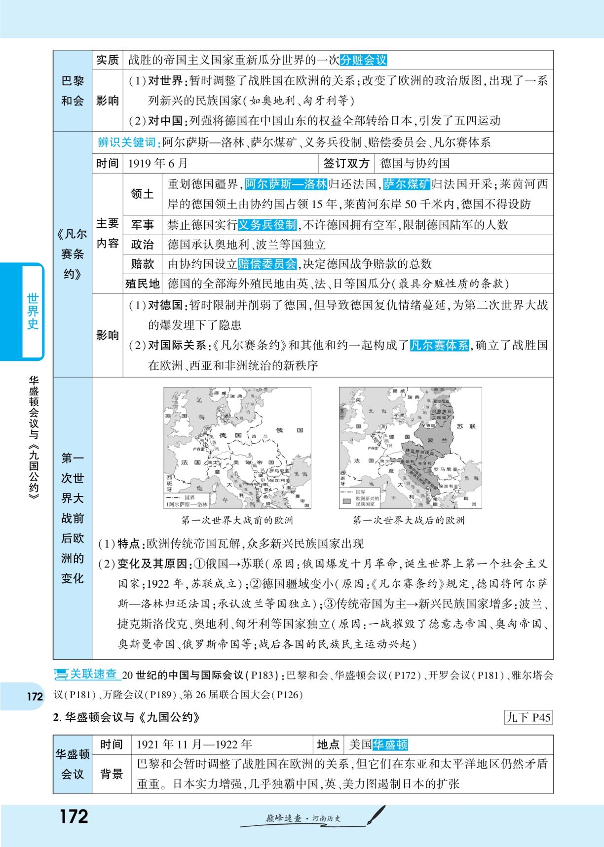 第10单元 第一次世界大战和战后初期的世界-【一战成名新中考】河南历史考点速查