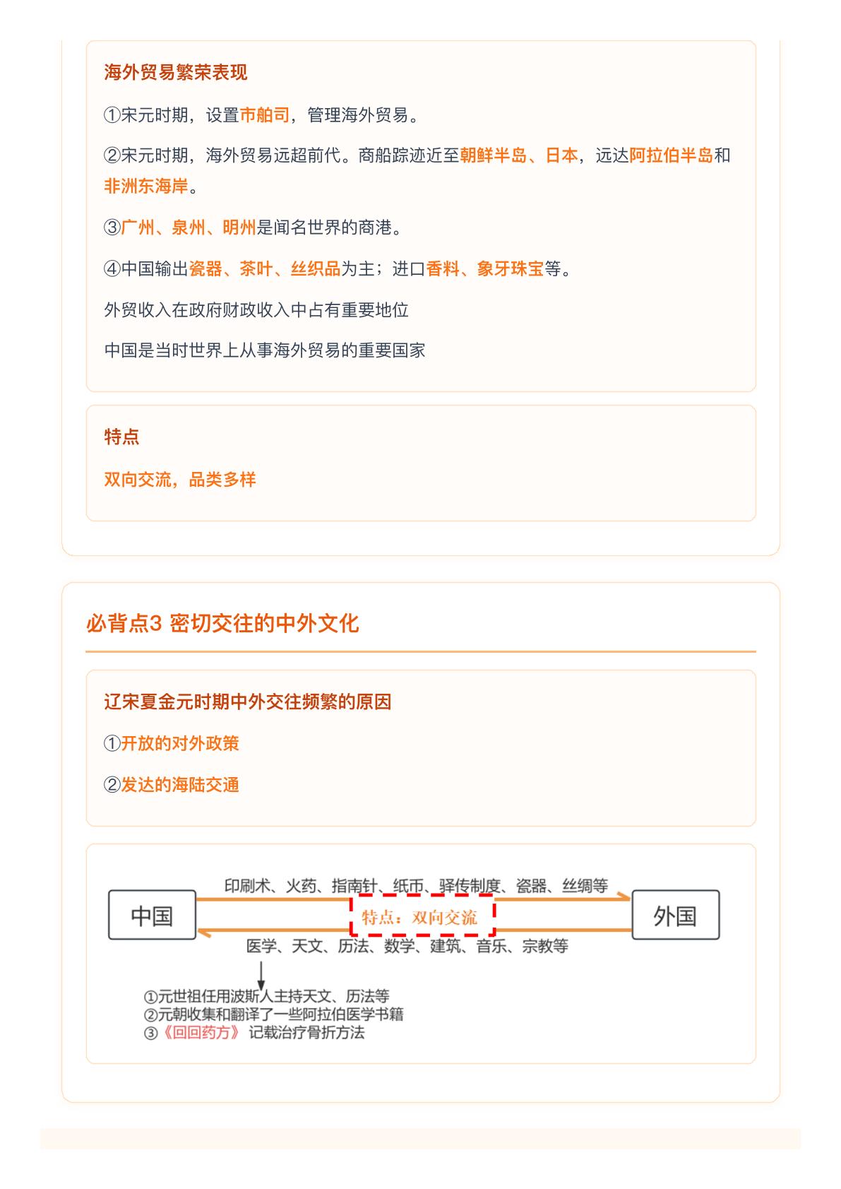 【交互记背】辽宋夏金元时期的对外交流