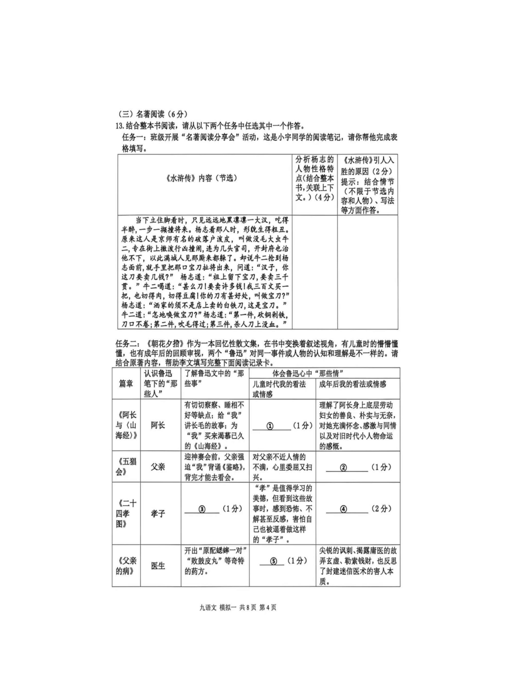 2026年海南定安县九年级下学期中考一模语文试卷