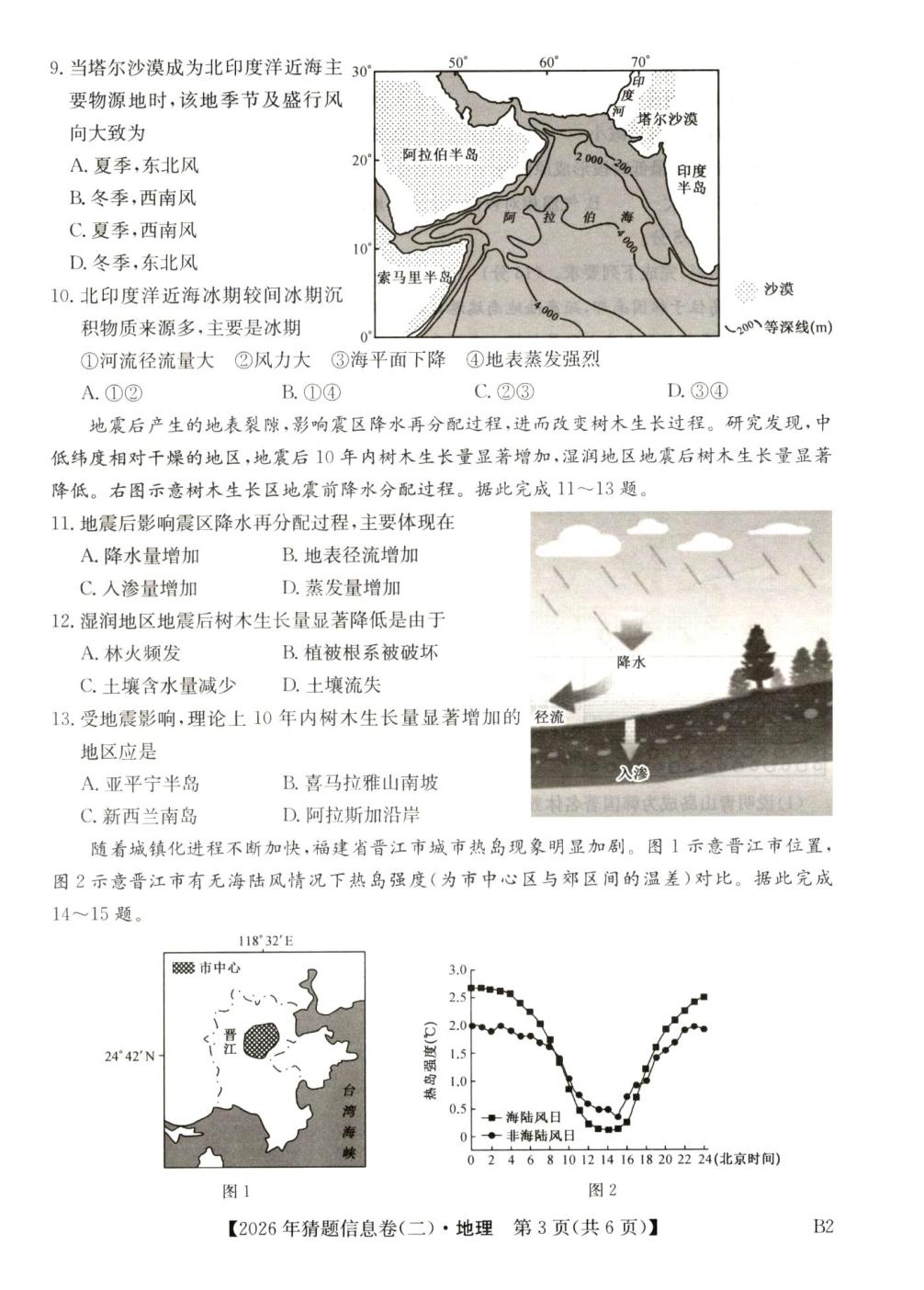 陕西省榆林市靖边中学2026年普通高等学校招生全国统一考试猜题信息卷（二）地理