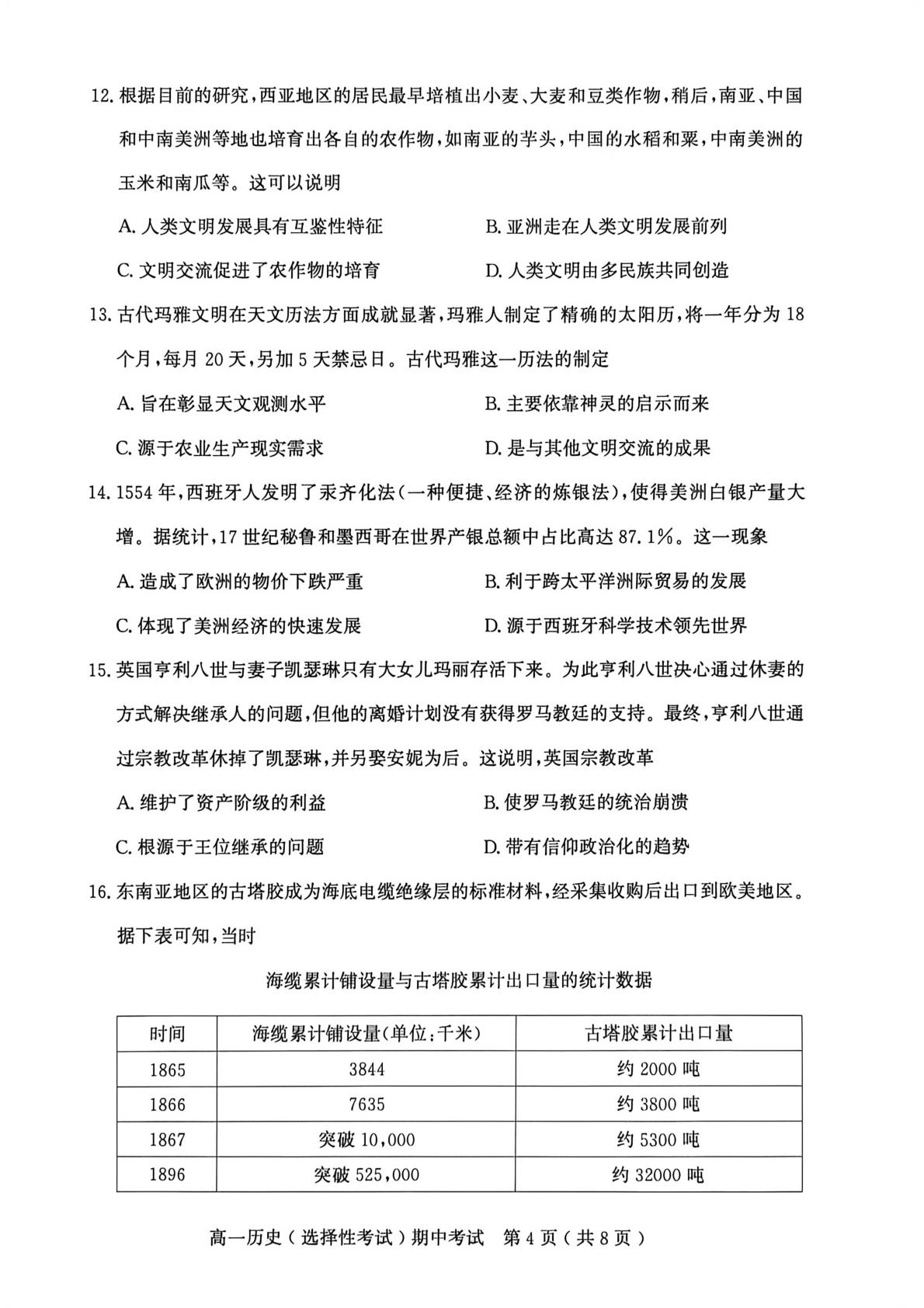 广东茂名市2025-2026学年高一下学期期中历史试题（选择性考试）