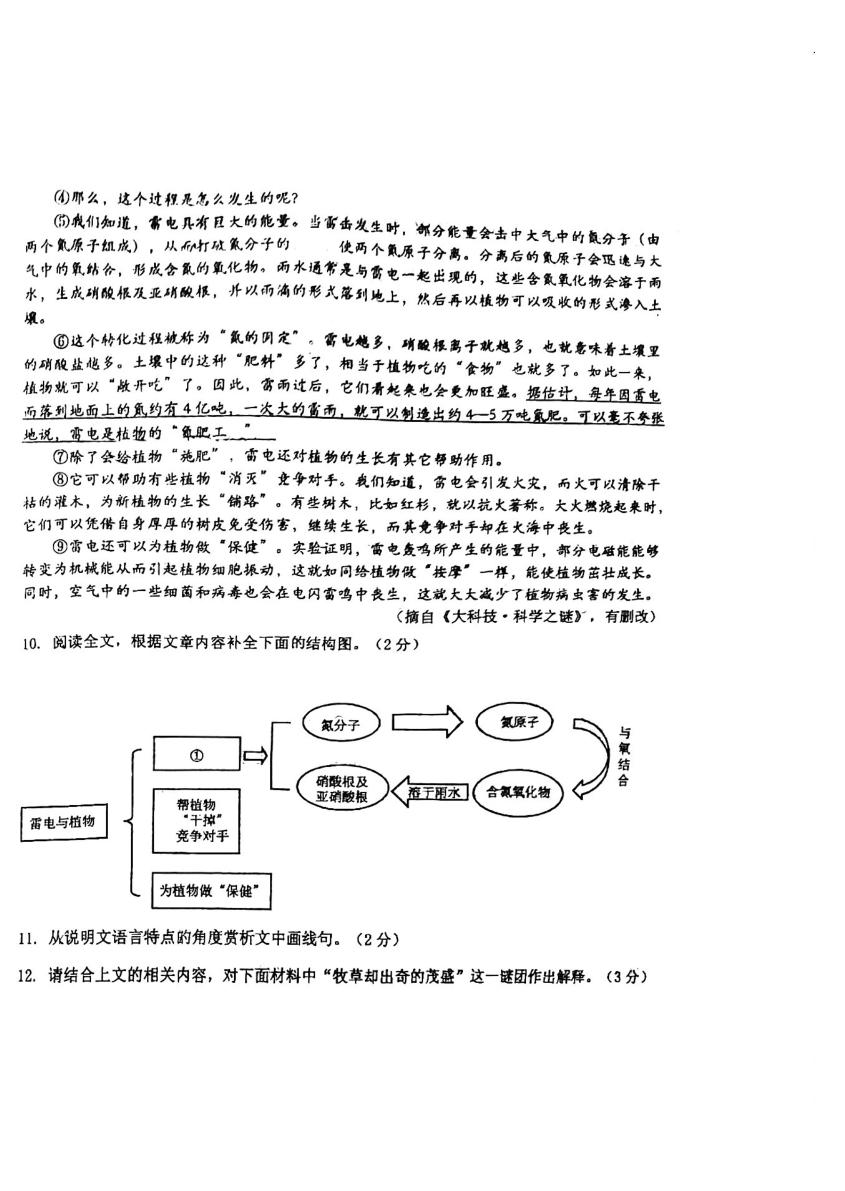 吉林长春市外国语学校2025-2026学年八年级下学期期中语文试卷