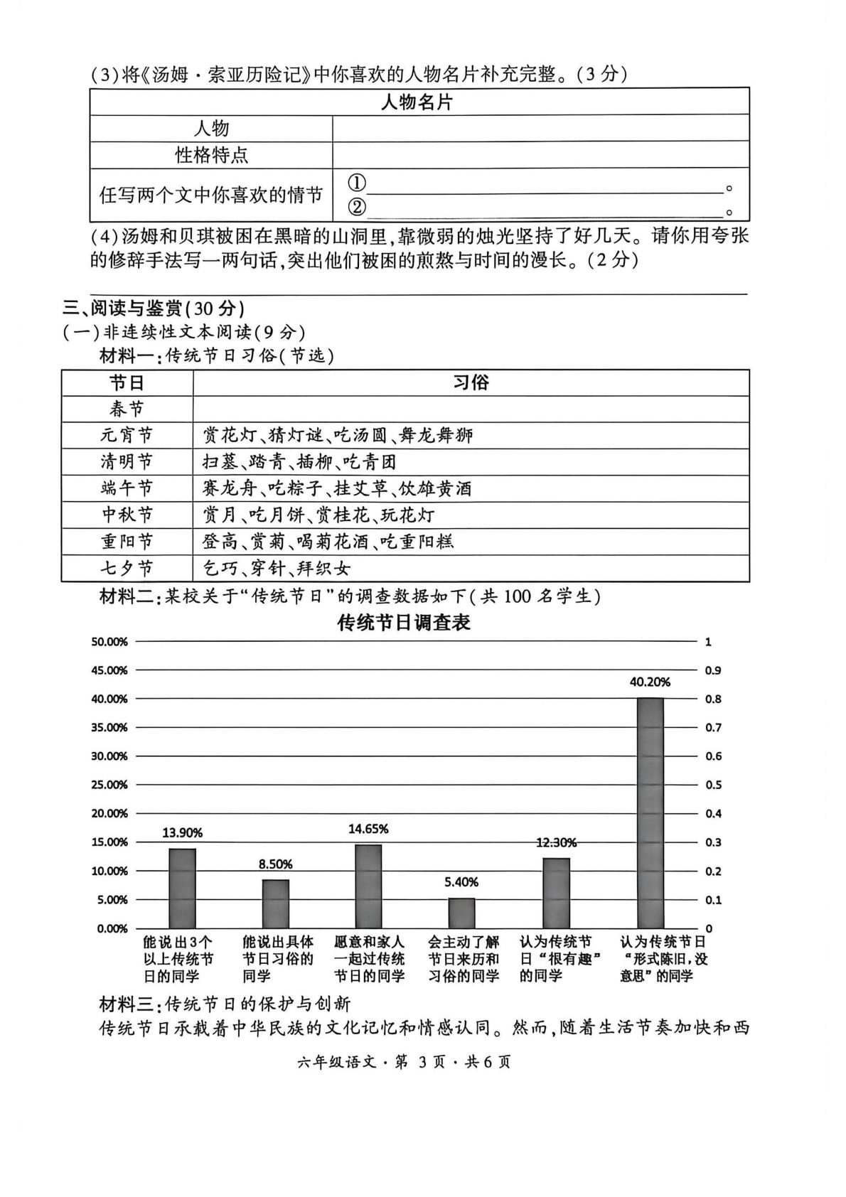 贵州六盘水市盘州市2025-2026学年下学期六年级语文作业综合练习