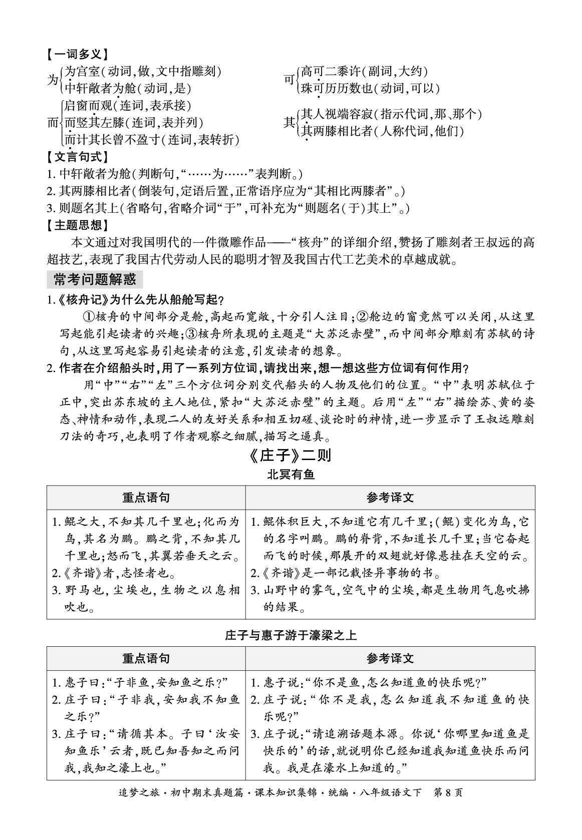 知识集锦2 文言文基础知识(课本知识集锦)-【追梦之旅·期末真题篇】2025-2026学年八年级下册语文（统编版·新教材）